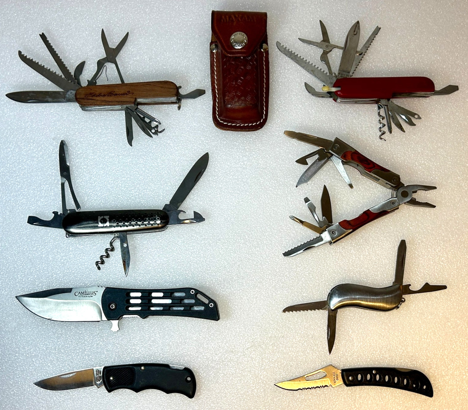 Knife & Multi Tool Lot Camillus Titanium Cutco Eddie Bauer Pocket Knives Sheath