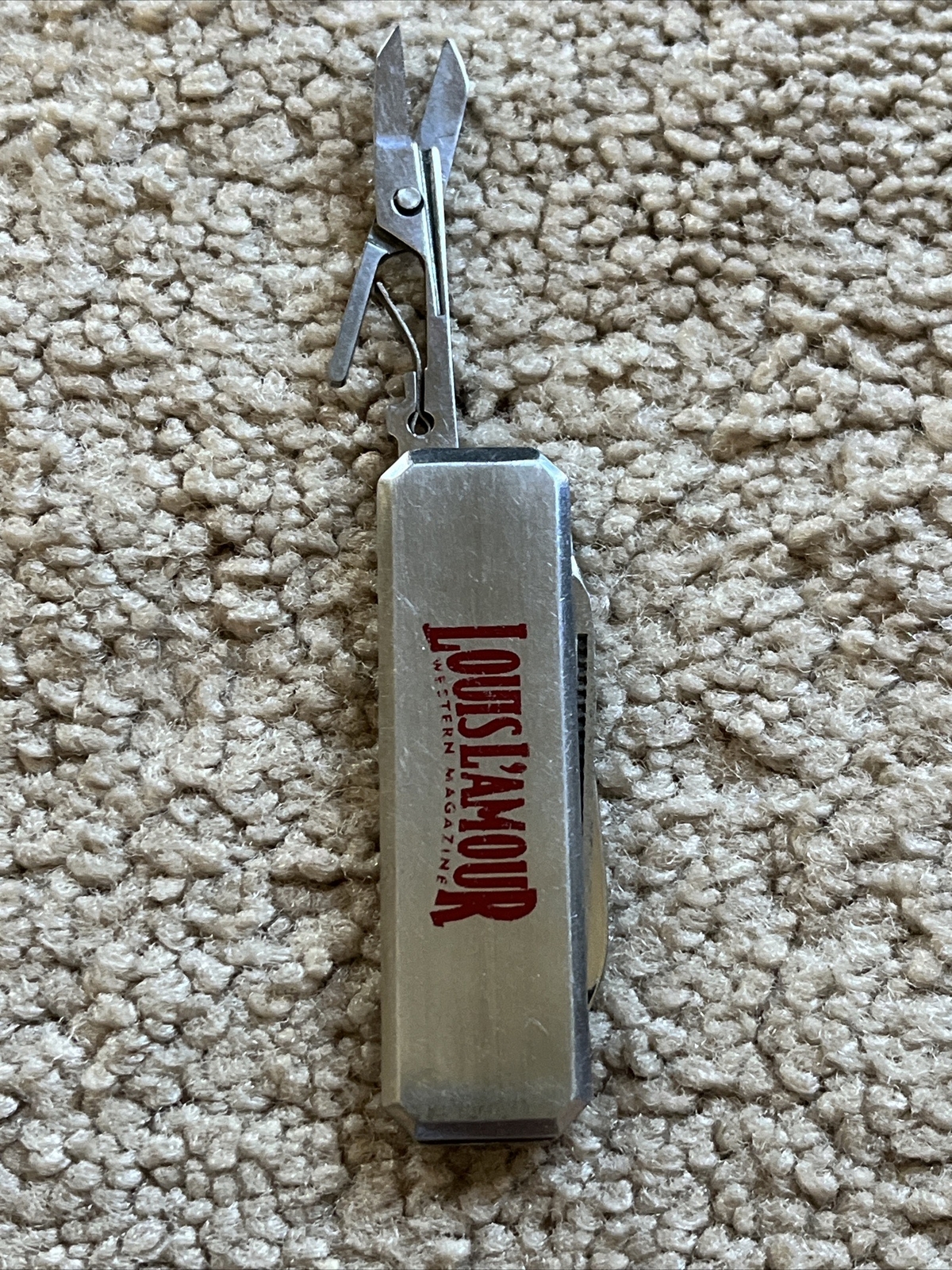 VINTAGE Louis L’Amour Western Magazine Promo Gentleman’s Knife SILVER + RED