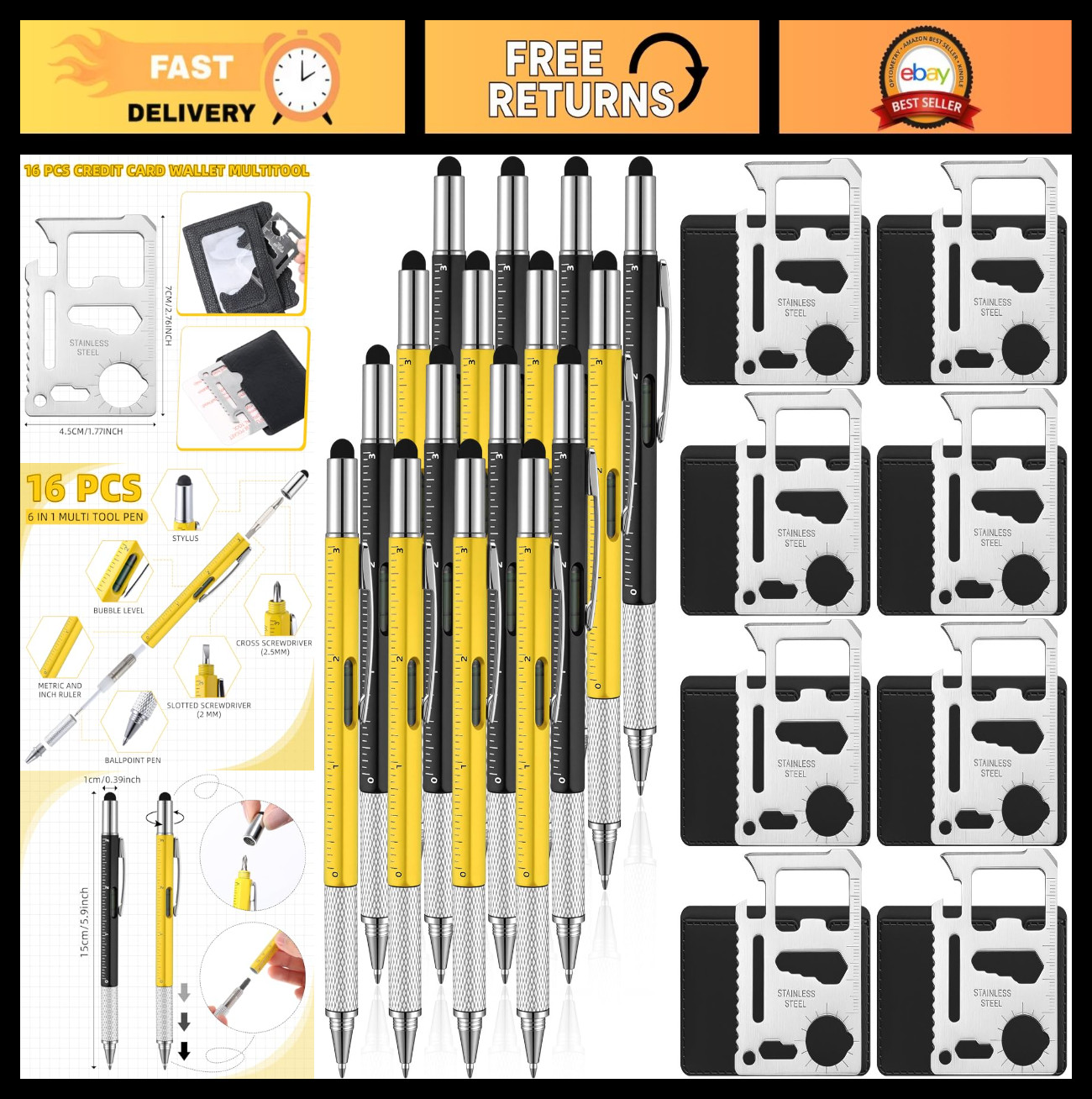 32 Pcs Multi-Function Pens Set – 6 in 1 Screwdriver Tools for Men, Gifts for Dad