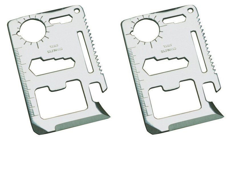 (2) 11-In-1 Multi-Functional Credit Card Style Pocket Knife Tool Camping BOB Kit