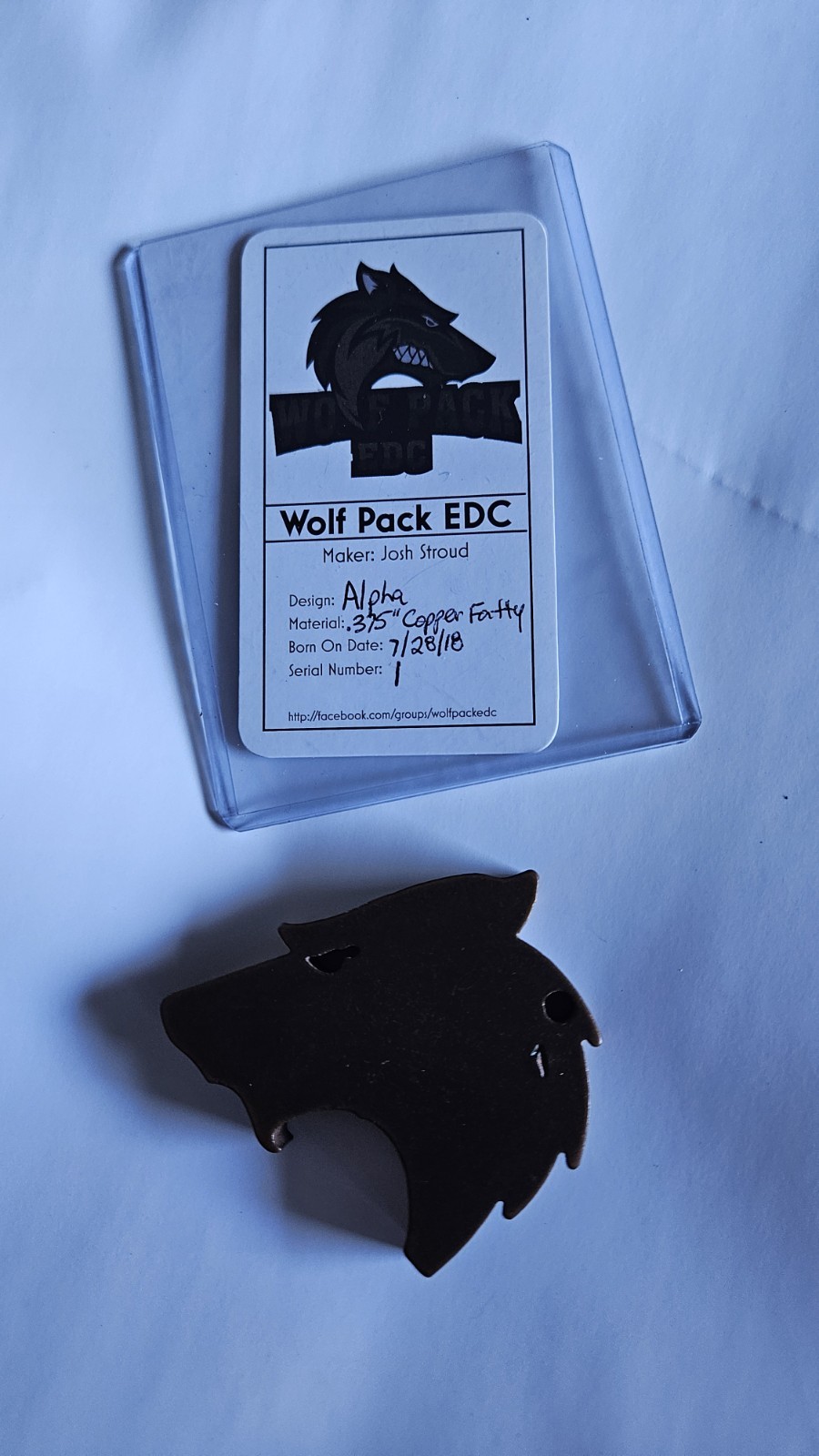 ​RARE Custom Wolf Pack EDC Josh Stroud Alpha Fatty .375 Copper SERIAL #1 w/ COA