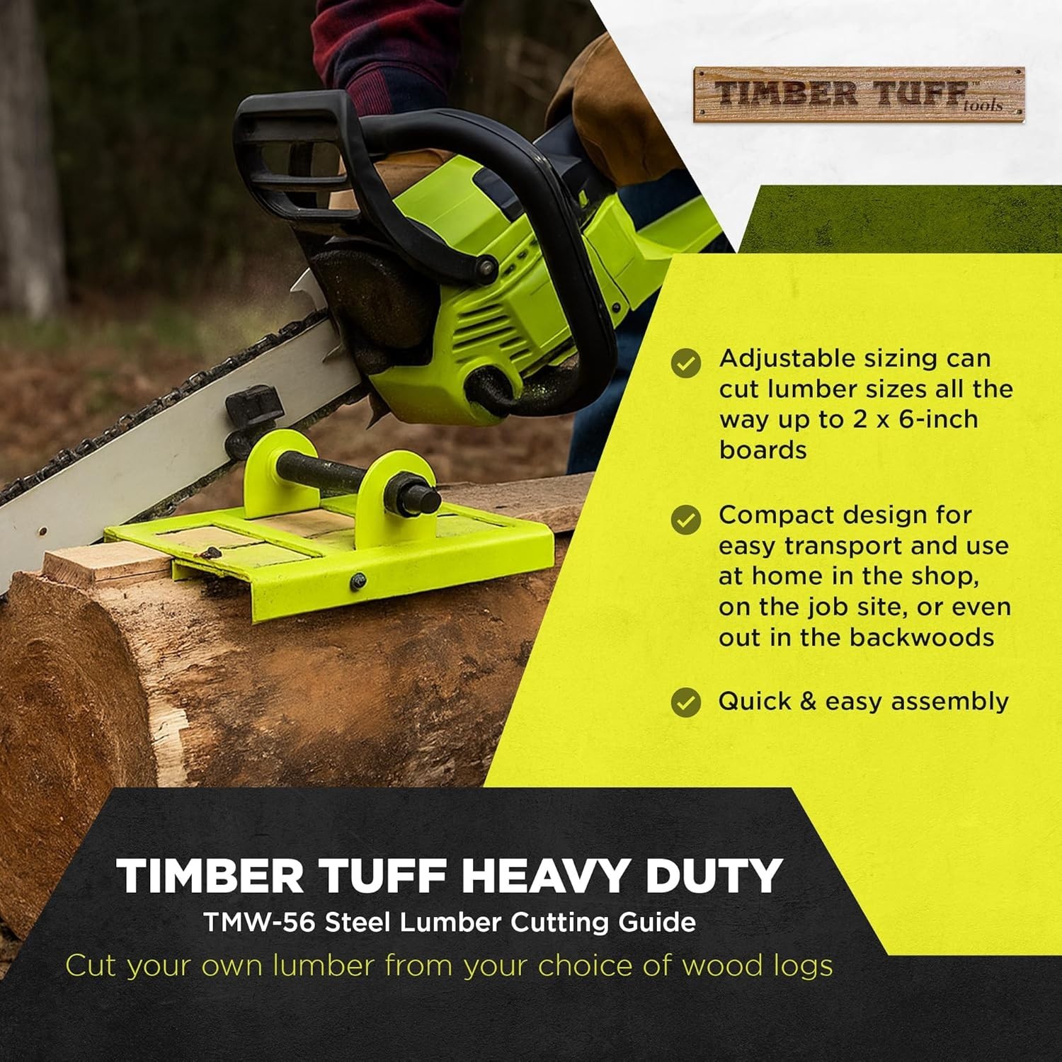 Versatile Portable Lumber Cutting Guide for Chainsaw – Cut Up to 2″x6″ Boards
