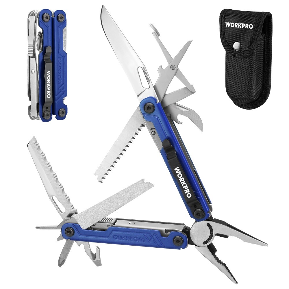 WORKPRO 18-in-1 Stainless Steel Folding Multitool Pliers Multi Tool Pocket Knife