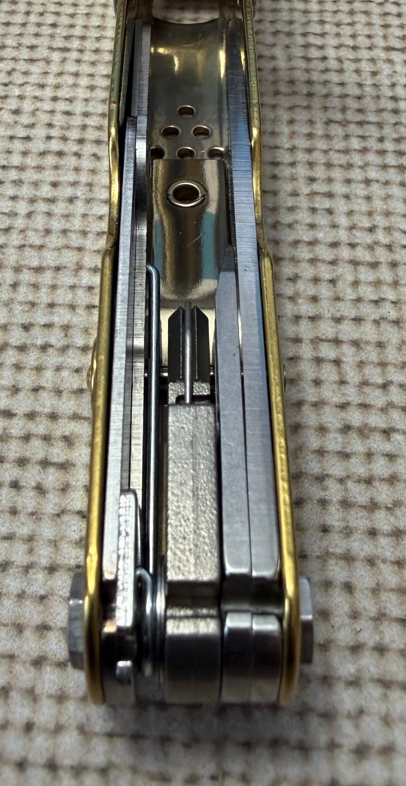 RARE Vintage Retired SOG Gold TiNi Power Lock Multi Tool w/sheath + SOG Bit Kit