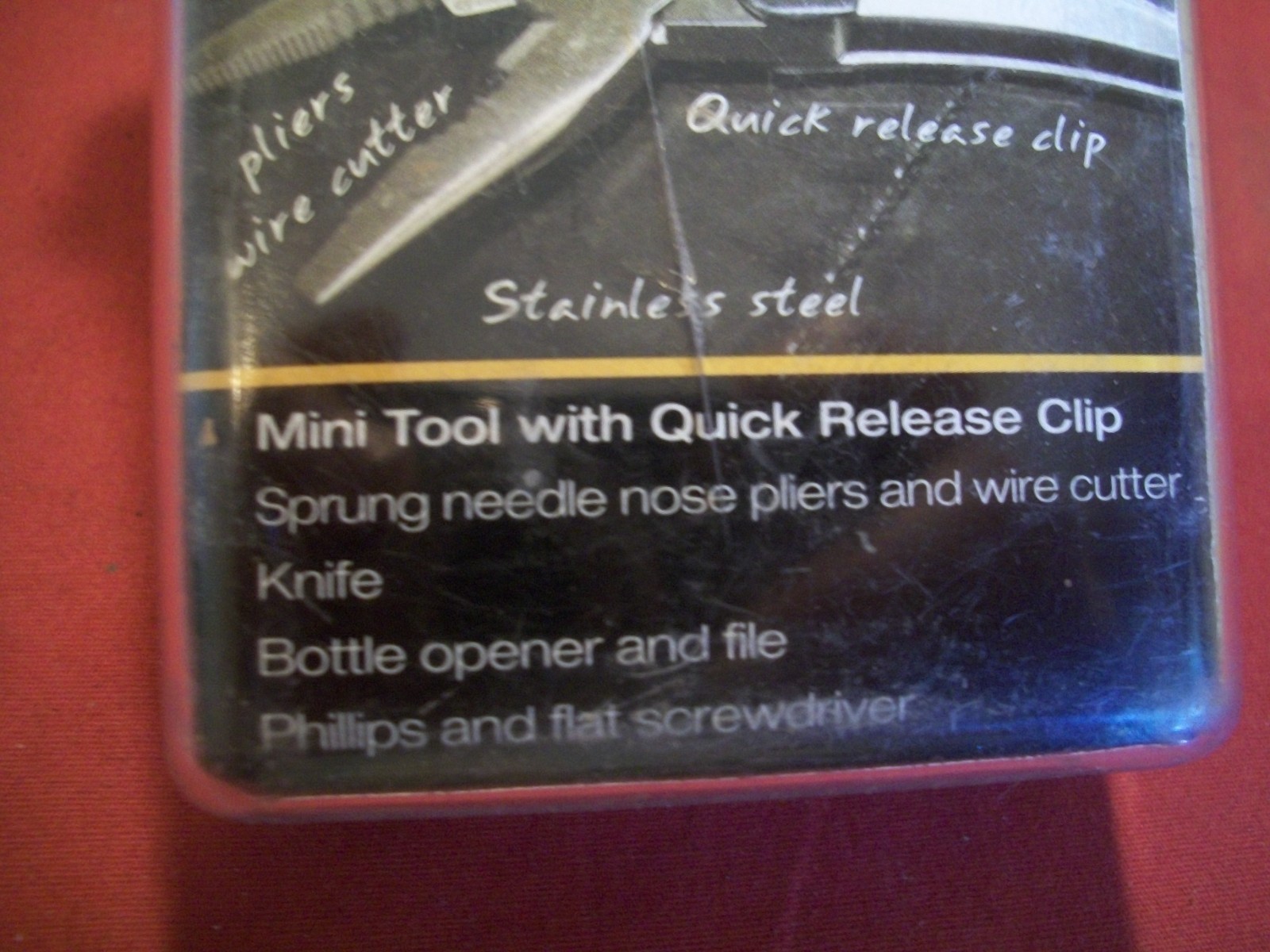 Clip Mini Tool #TU192 w/ Knife, Pliers, File, Bottle Opener & Screwdrivers , NIB