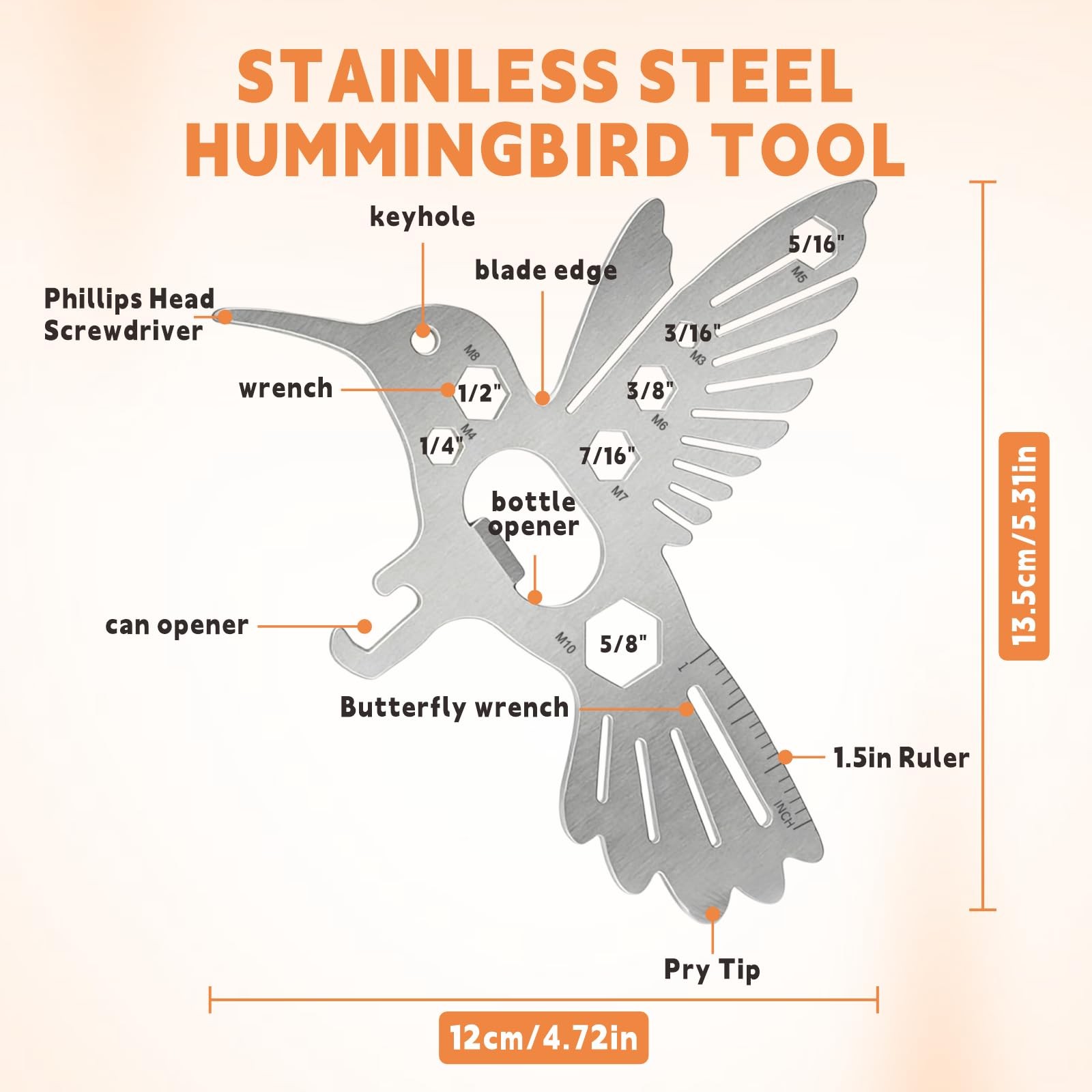 Hummingbird Multitool Carabiner, Military-Grade Stainless Steel, Survival Key…