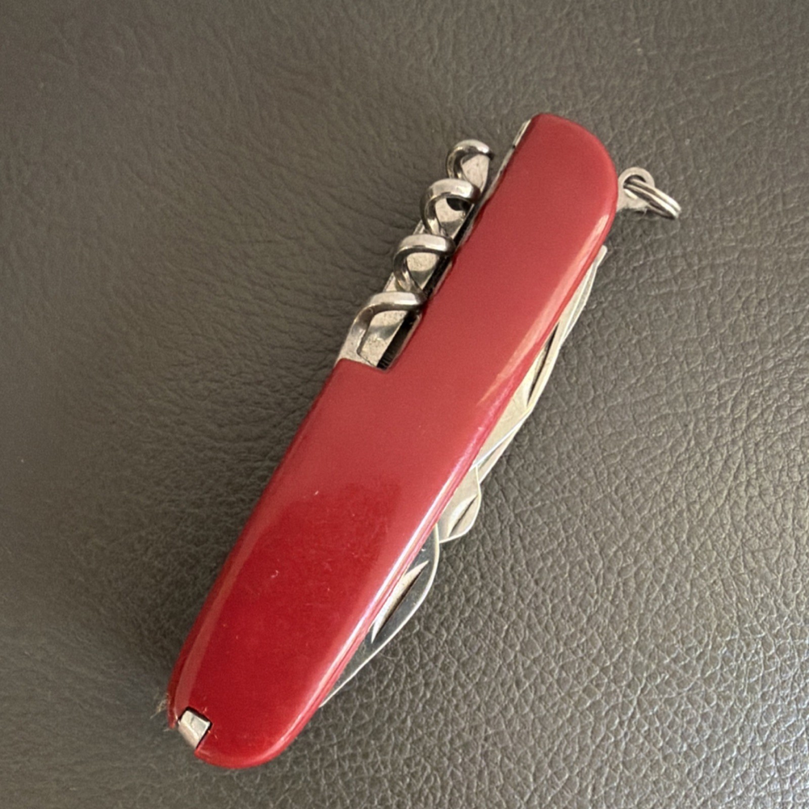 Red Multi-Tool Pocket Knife, 8 Tools, Stainless Steel, Straight & Serrated Edge