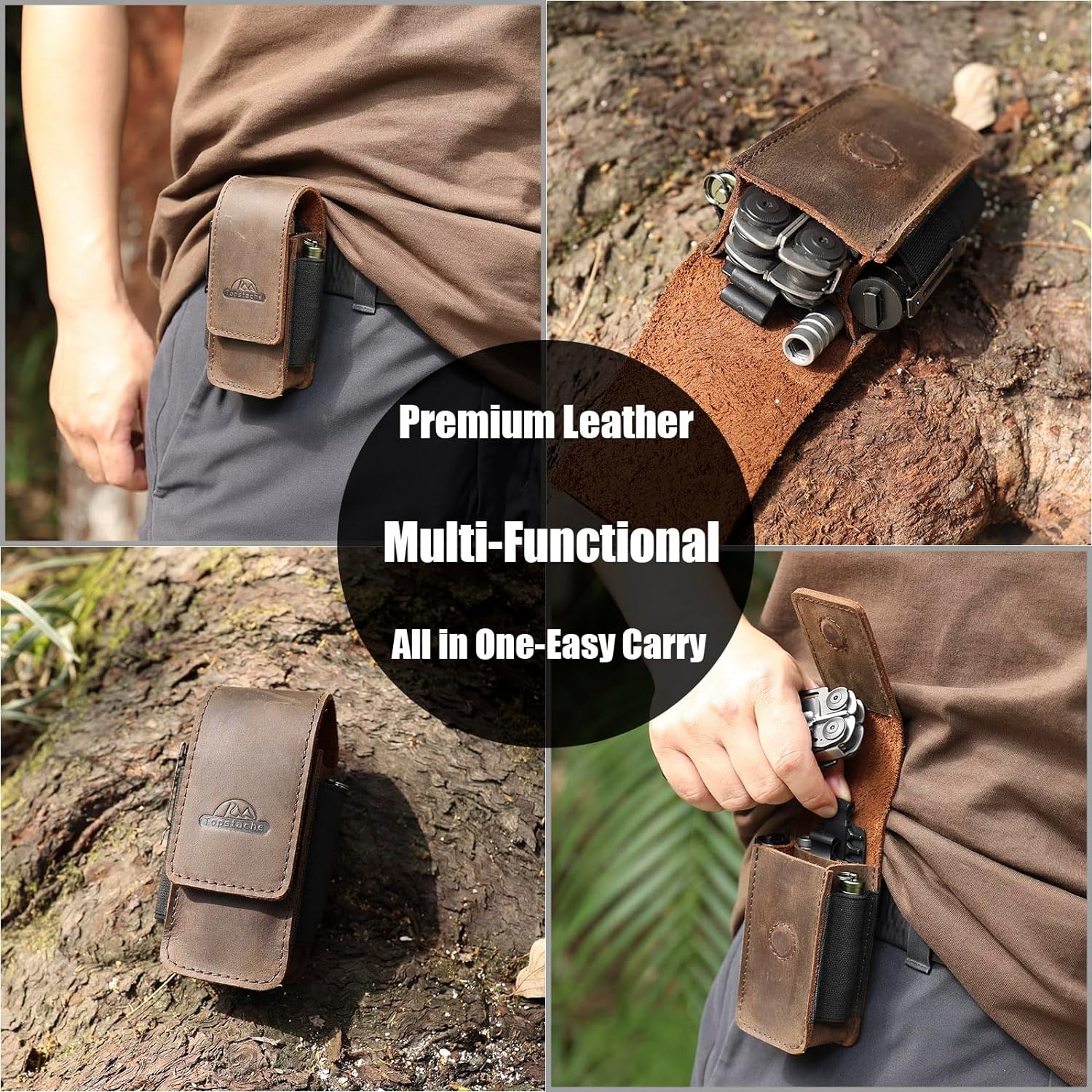 Topstache Multitool Sheath for Men – Belt Leather Multitool Holster – EDC Belt O