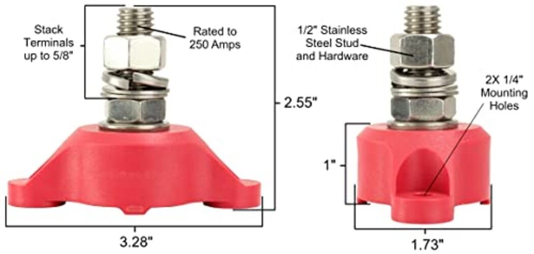 Fastronix Single Stud Stainless Steel Junction Block Red 1/2″
