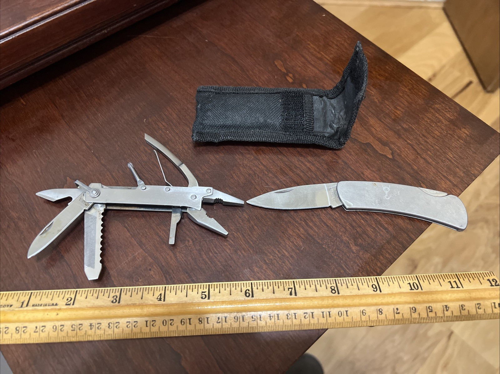Multi-Function Folding Pliers Portable Tool with lock back Knife & Nylon Sheath