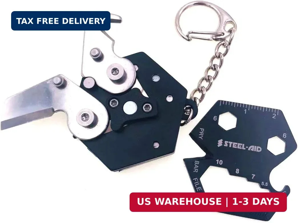 Multitool Card Key Chain – Hexagonal Kit with Micro Screw Driver Set, Bottle Ope