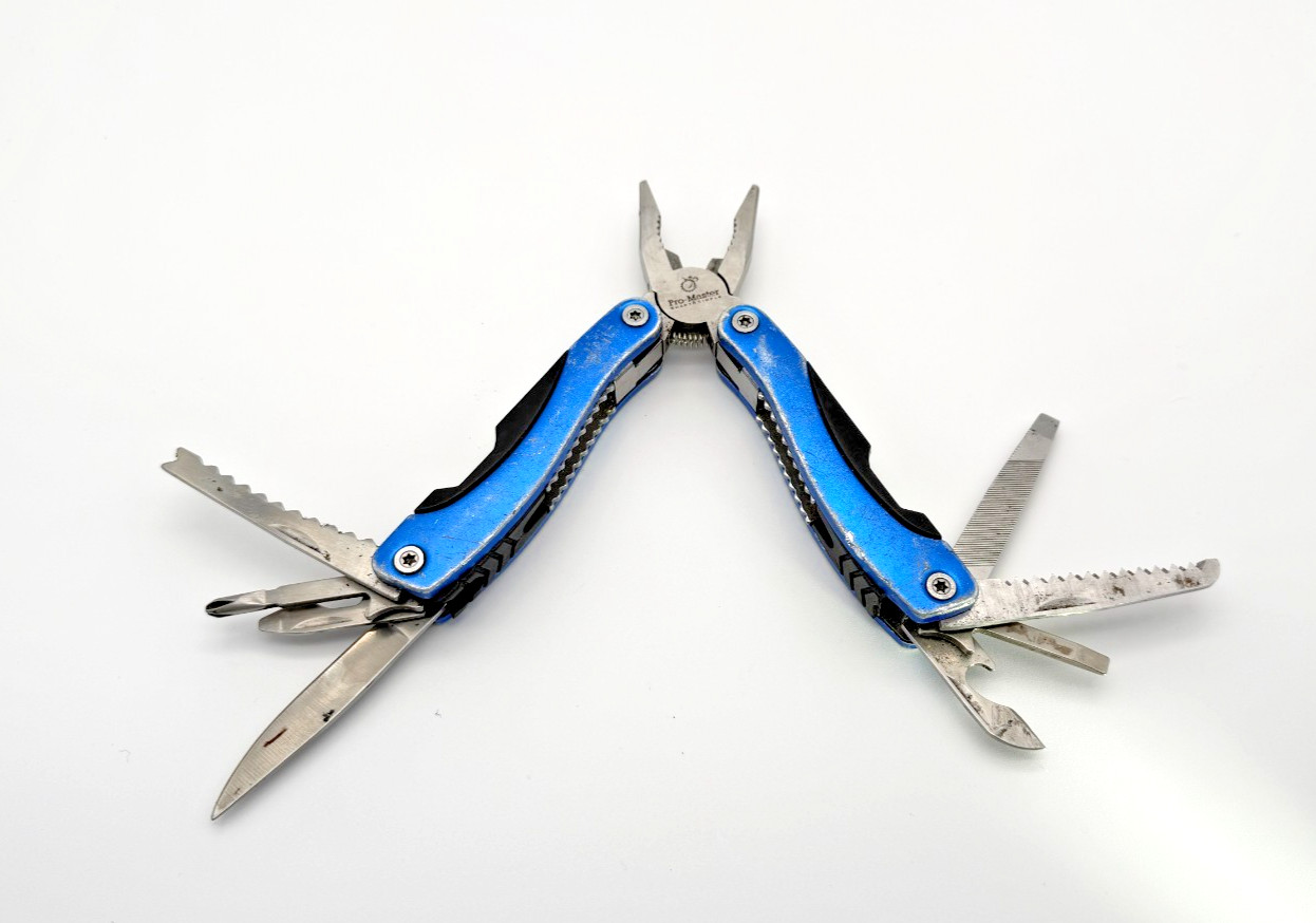 Pro-Master Blue Multi-Tool Pliers w/ Knife, Saw, File & Screwdrivers