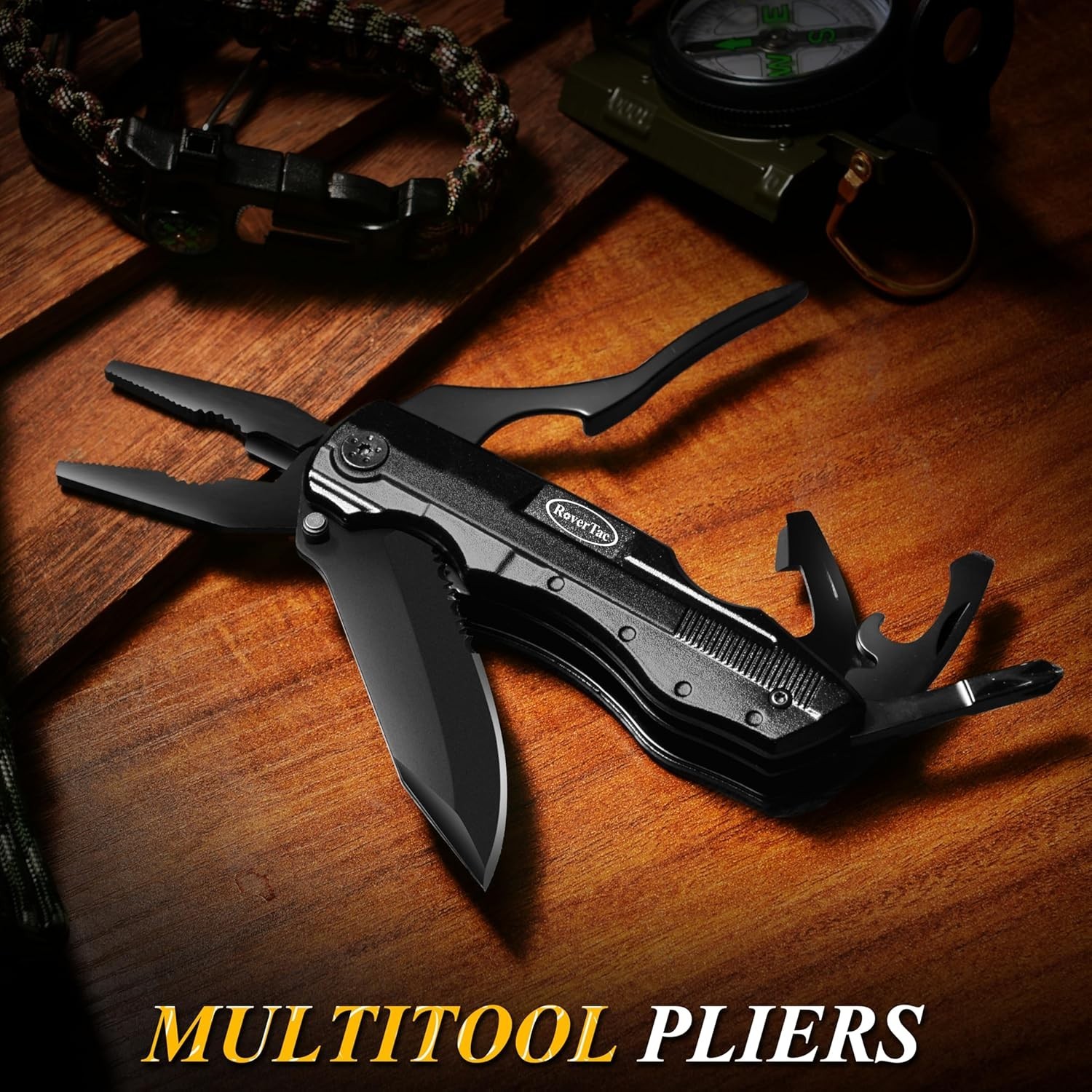 Pocket Knife, 15-in-1 Multitool with Pliers, Bottle & Can Opener, 9 Screwdriv…