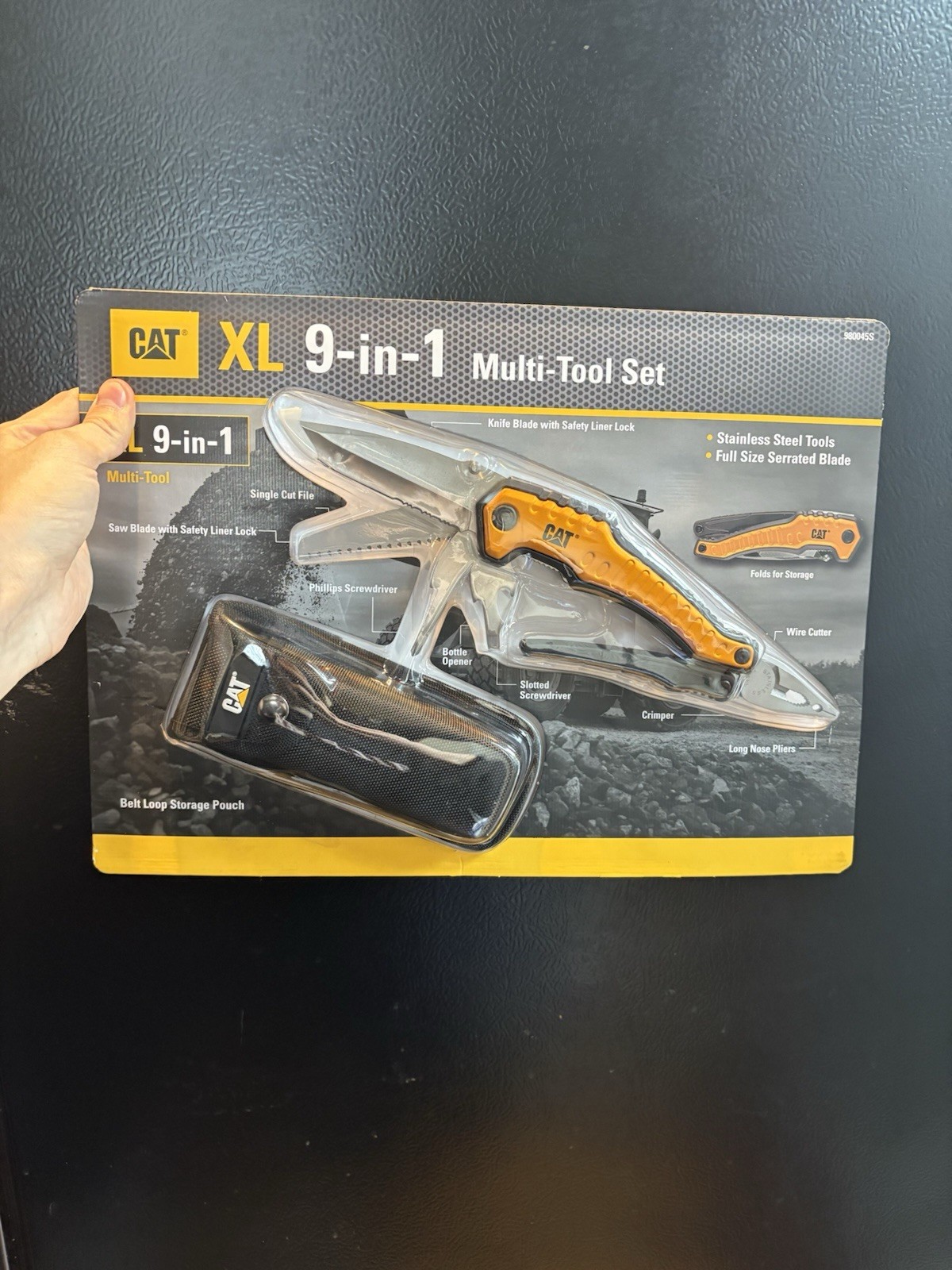 CAT XL 9-in-1 Multi-Tool Set, Stainless Steel Knife & Tools w Belt Storage Pouch