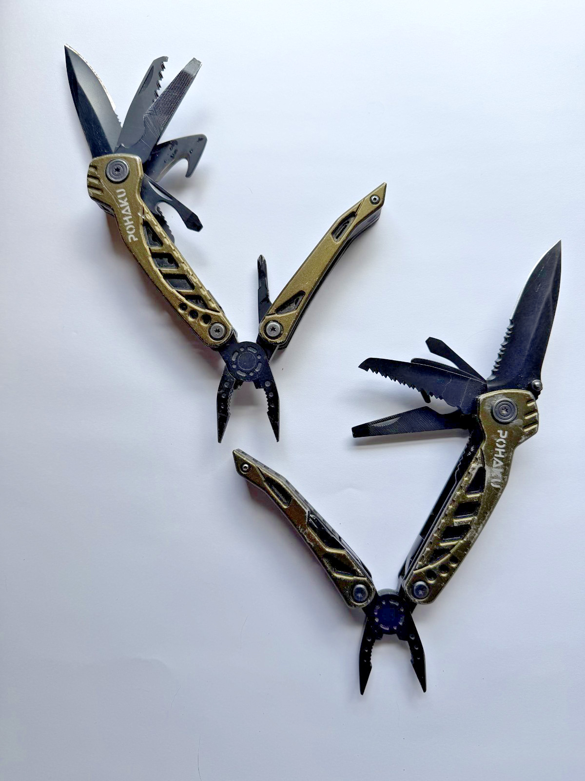 Lot of 2 Pohaku 13-in-1 Pocket Multitools, Multi Tool with Pliers, 3″ Blade, Saw