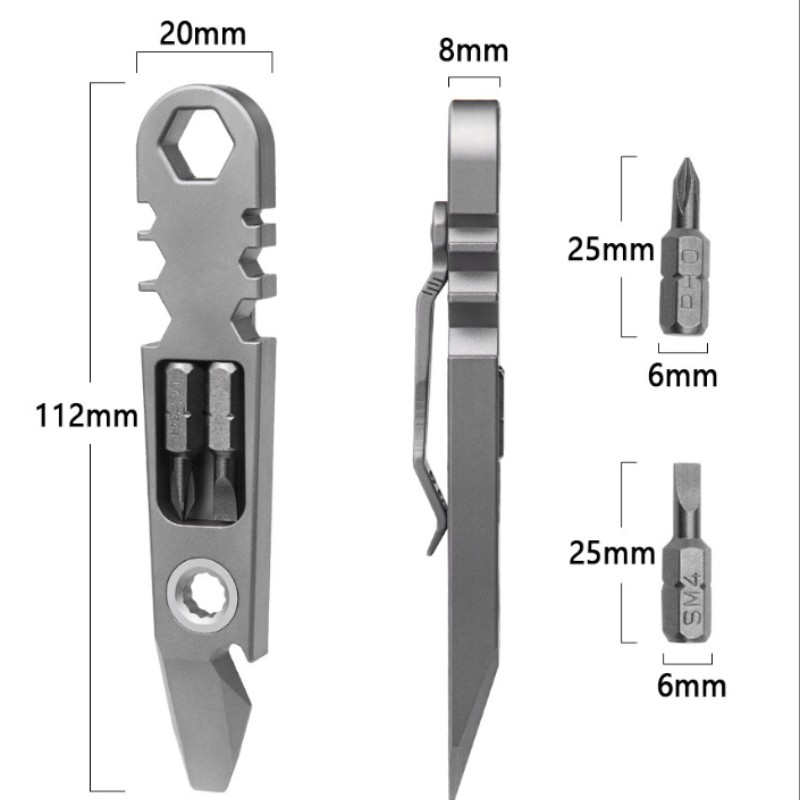 New Titanium Alloy Ratchet Wrench Pocket Pry Bar Crowbar Tool Opener Screwdriver