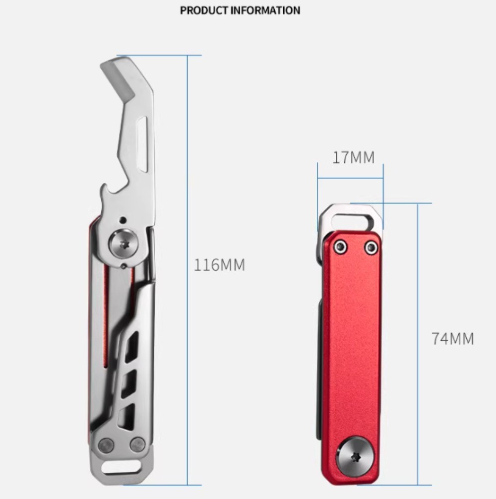 Stainless Steel Car Keychain Multi Tools Opener Outdoor Portable Key Pendant EDC