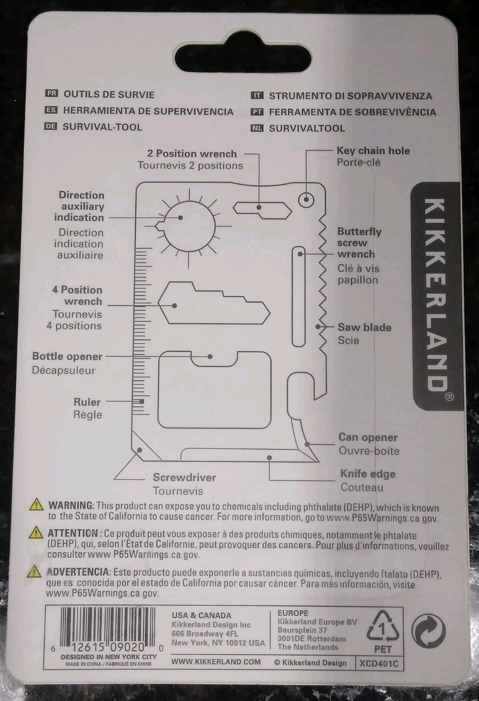 Kikkerland Stainless Steel 11 Function Survival Tool with Pouch NEW