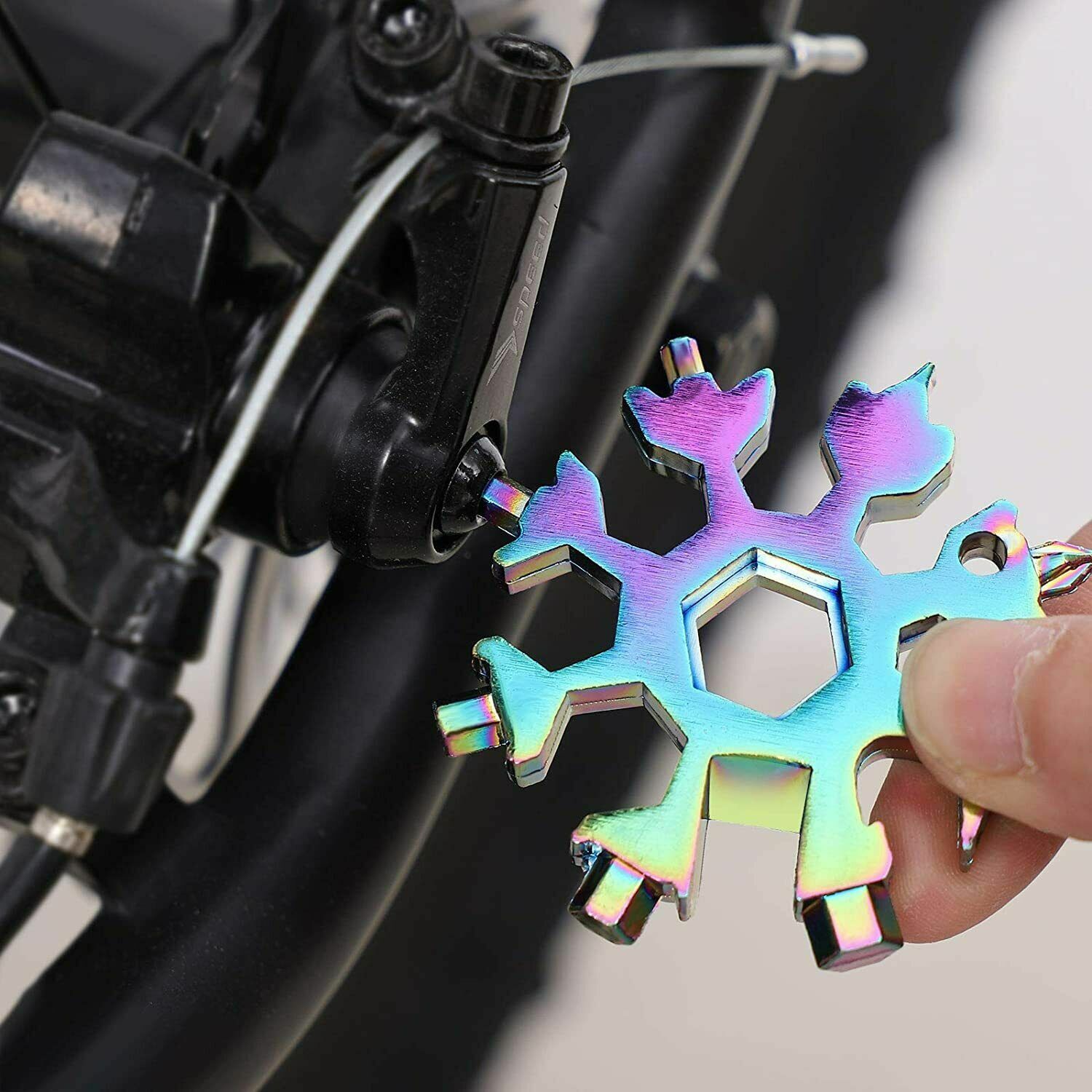 Portable 18 in1 EDC Gear Wrench Snowflake Multi Tool Travel Screwdriver KeyChain