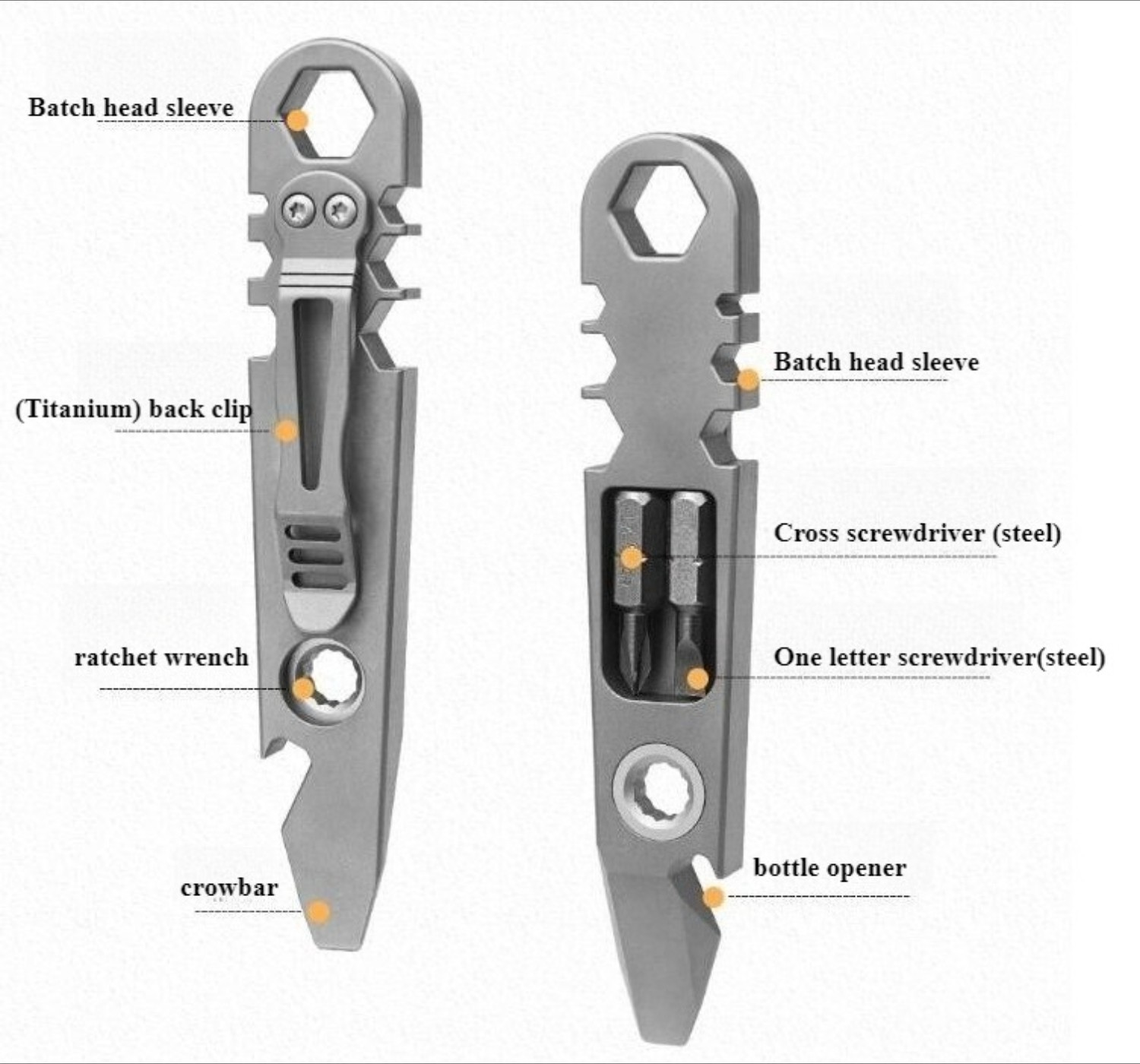 New Titanium Alloy Ratchet Wrench Pocket Pry Bar Crowbar Tool Opener Screwdriver