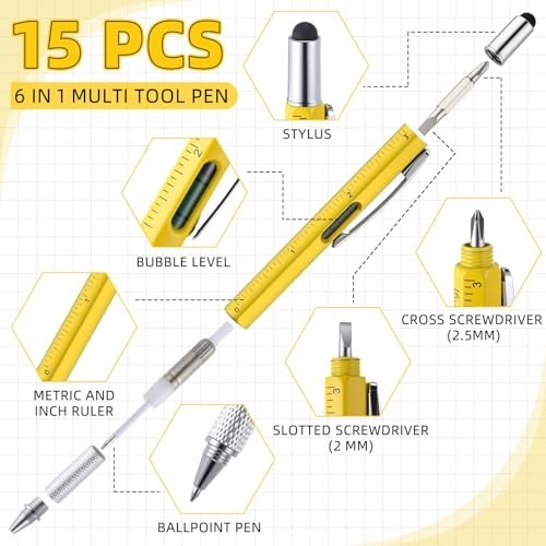 30 Pcs Multi-Tool Gift Set for Men – 6-in-1 Screwdriver Pens & Keychain – Perfec