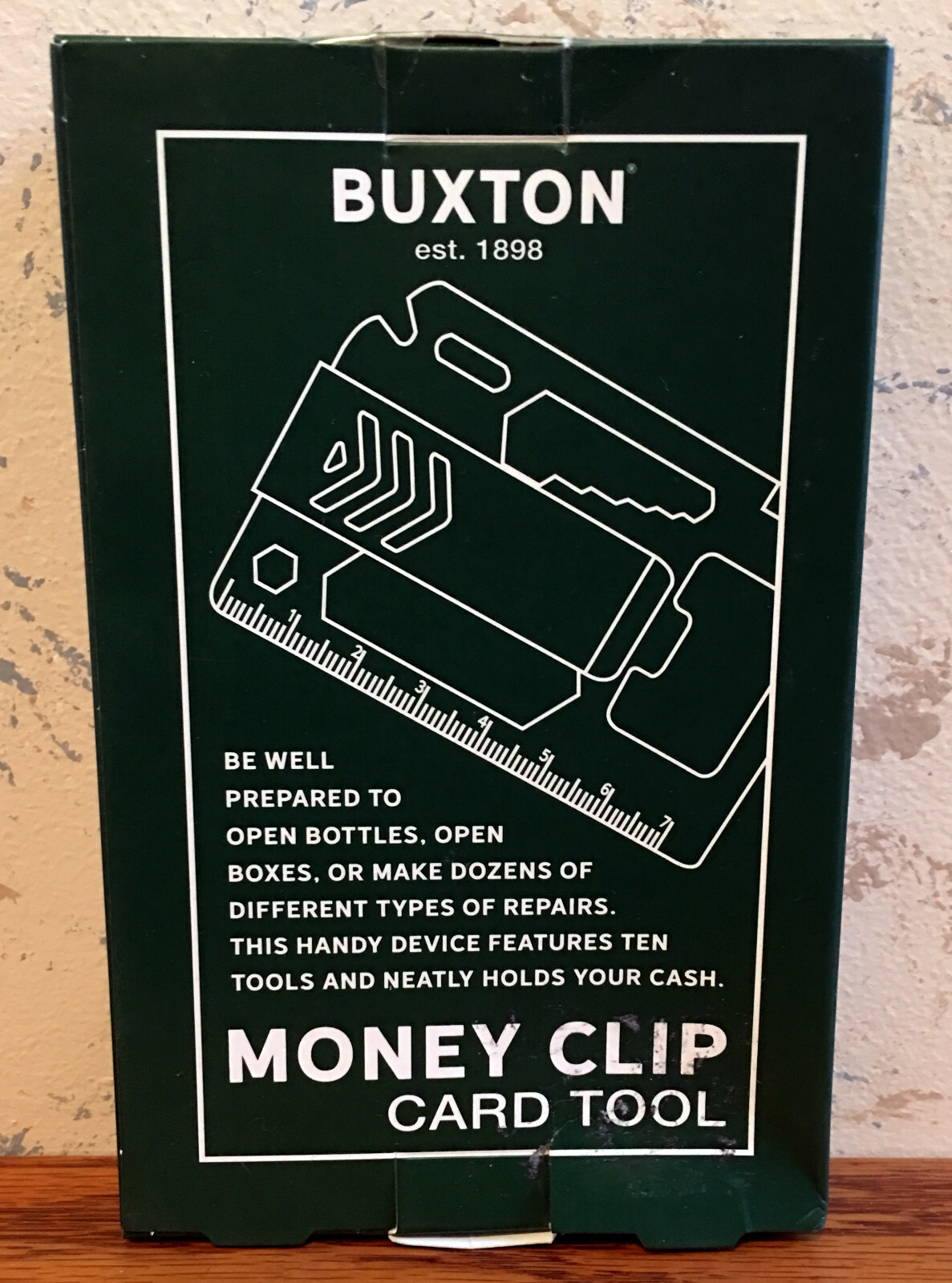 Buxton Money Clip & Card Tool 10 Tools In One New Open Damaged Box FREE SHIPPING