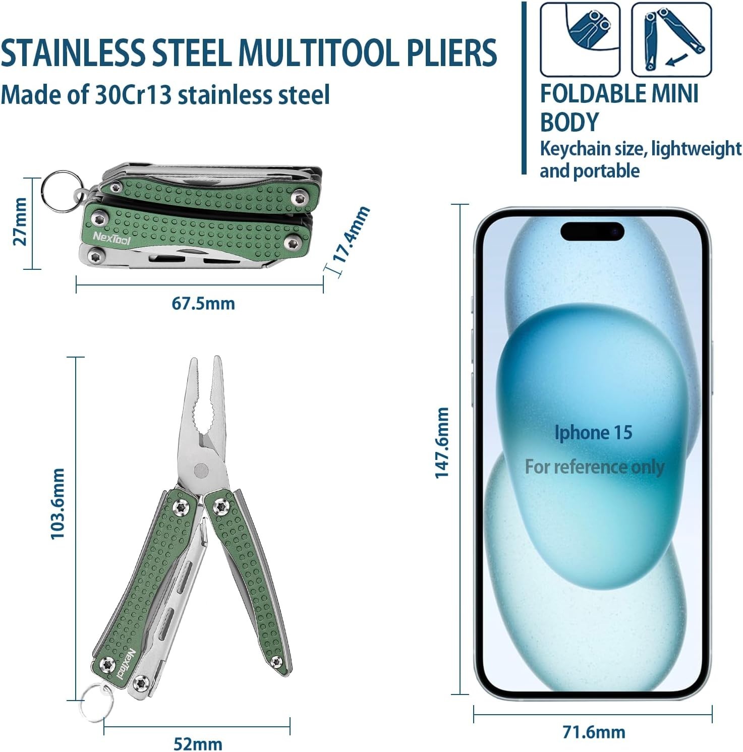 Compact 10-in-1 Pocket Knife Multitool with Keychain – Perfect Father’s Day Gift