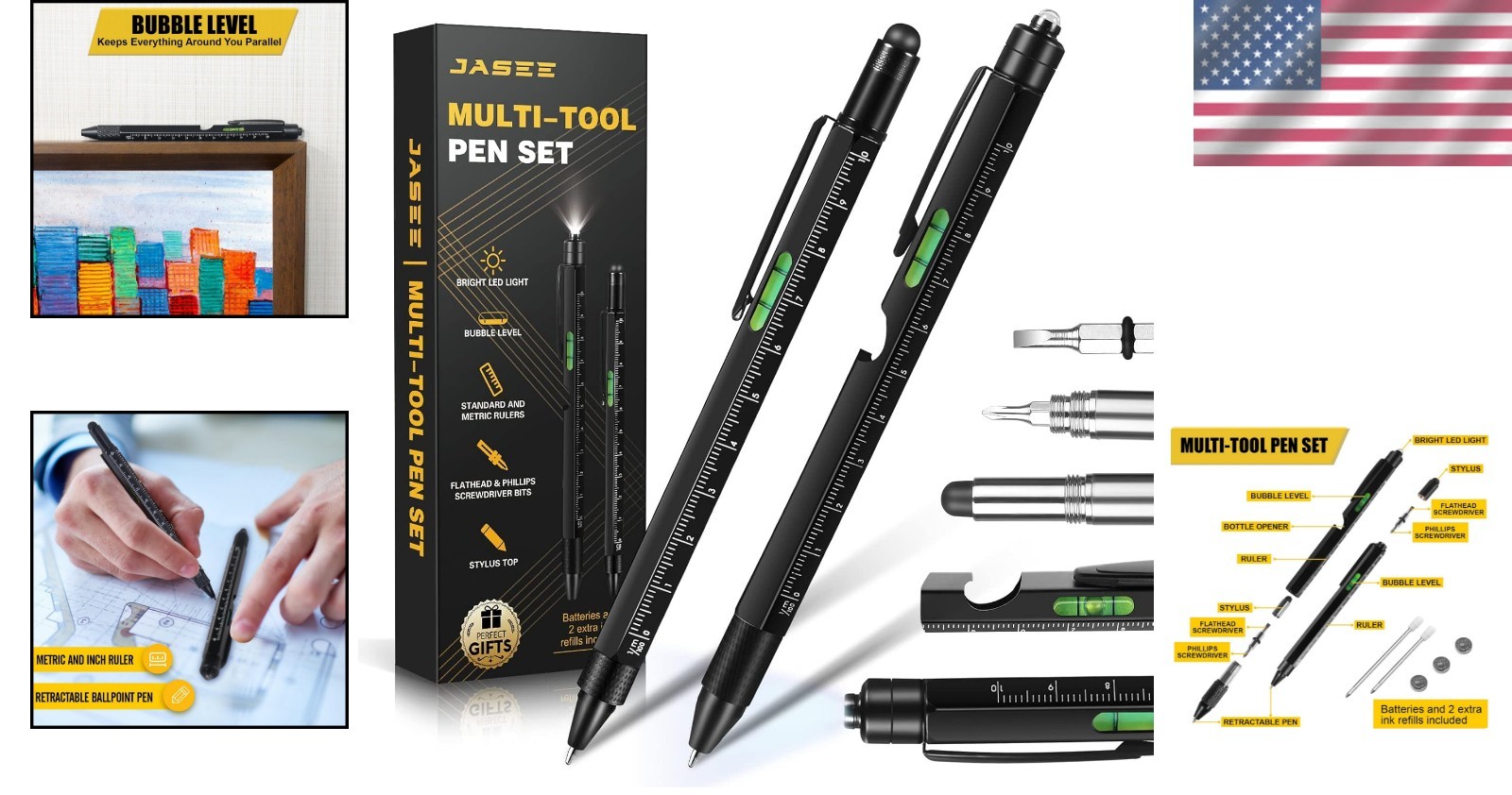 All-in-One Tactical Pen Set with LED & Screwdriver – Unique Gifts for Him