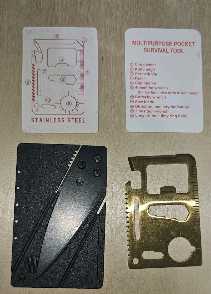 Credit Card Knife And Wallet 11 In 1 Multitool – Black Knife, Gold Multitool Too