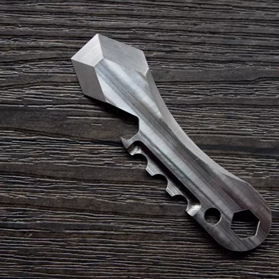 EDC TC4 Titanium alloy CNC Pry Bar Tool Bottle Opener Keychain 6.5cm