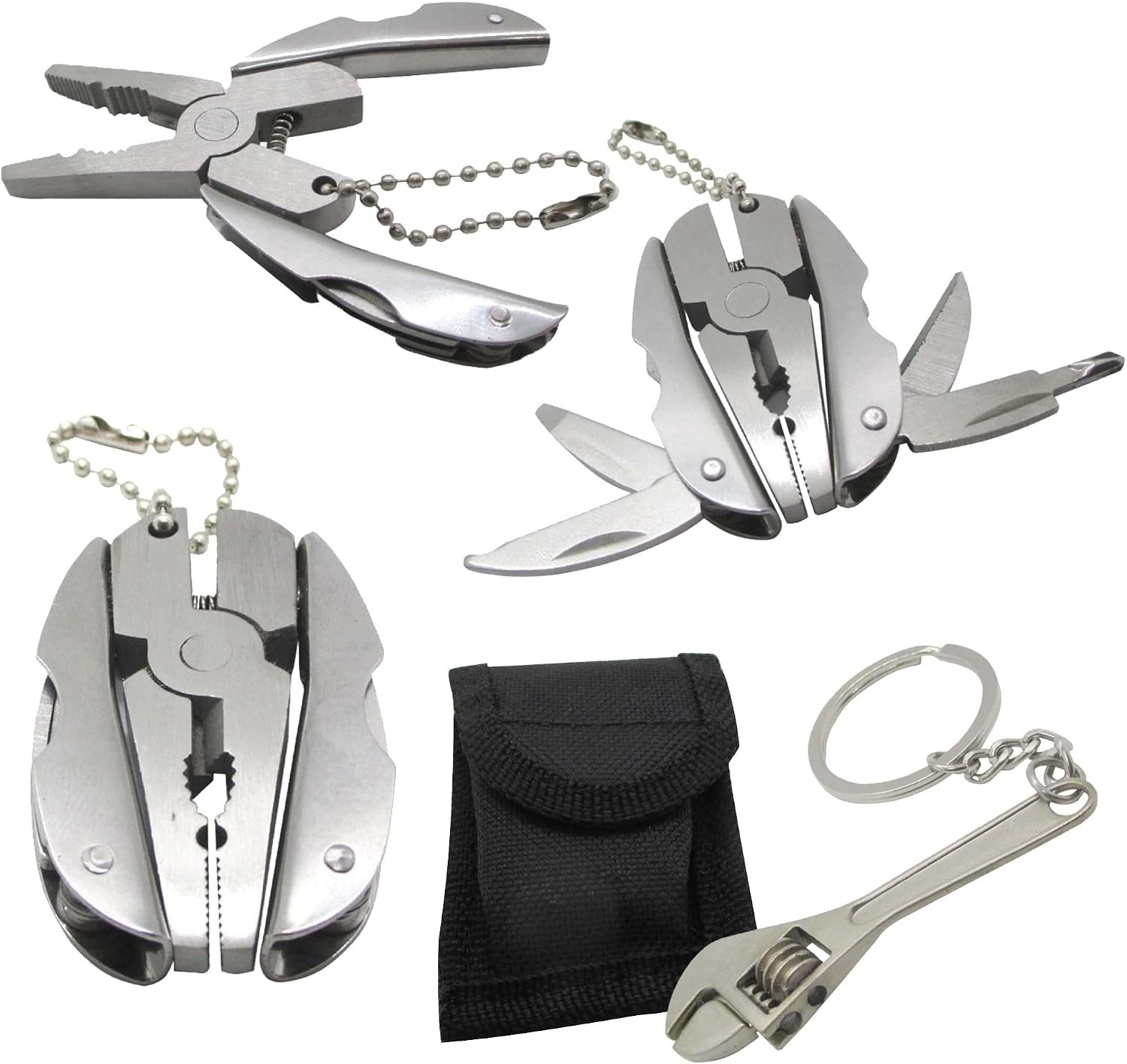 Multifunctional Stainless Steel Pliers & Mini Wrench Tool Set – Compact 5-in-1