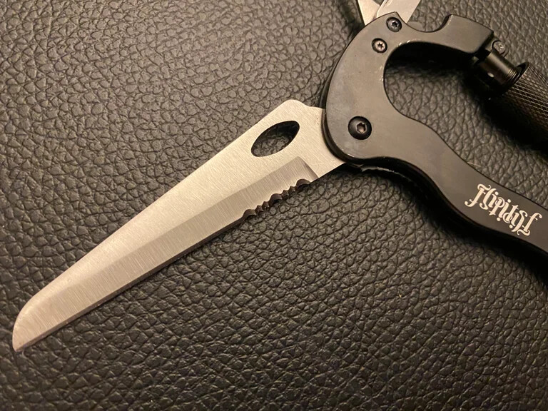 FLIPITSF OUTDOOR 5-IN-1 CARABINER MULTI TOOL KNIFE SCREWDRIVER KEYCHAIN SURVIVAL