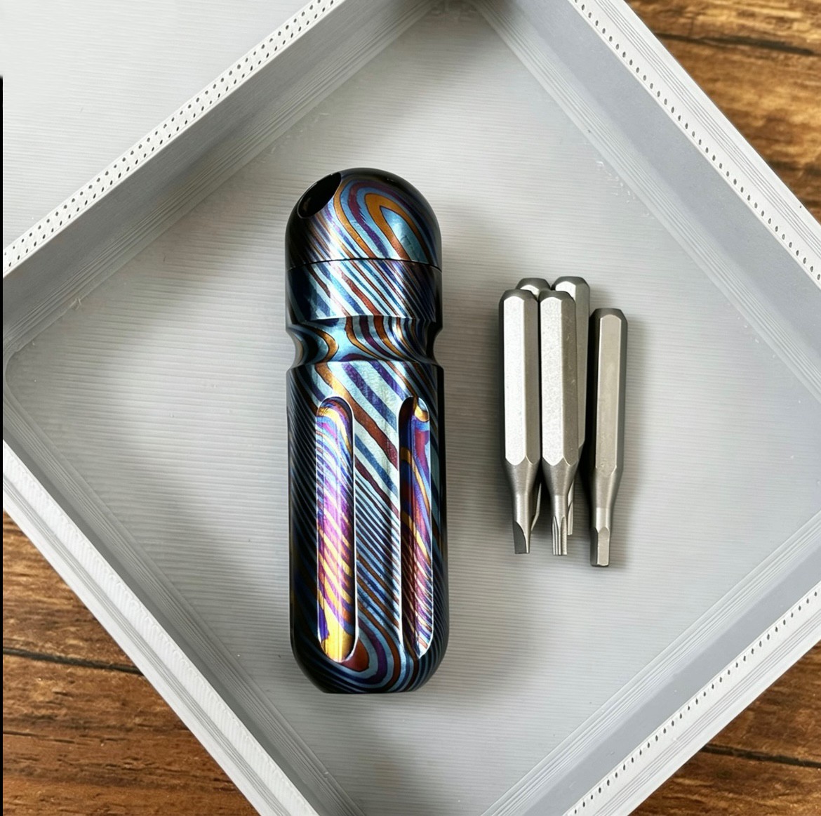 Titanium Pocket Mini Waterproof Holder with Bits Portable Outdoor EDC Multi Tool
