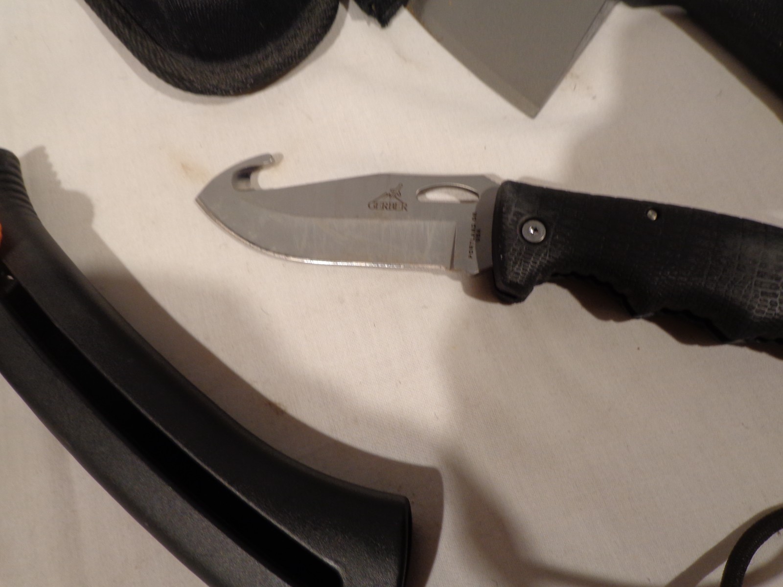 Vtg. Gerber “Camp and Field Set”, Axe, Saw, Game Saw, Lock Back USA Knife, Cases