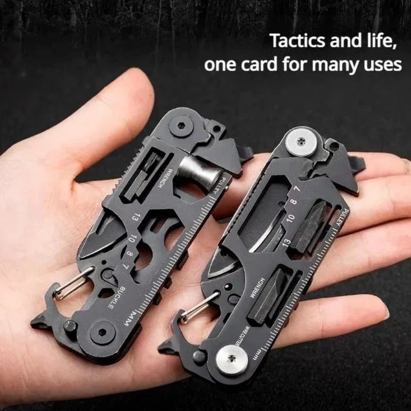 Small Survival Multitool Knife Keychain Keyring Car Escape Tool Bugout EDC Multi