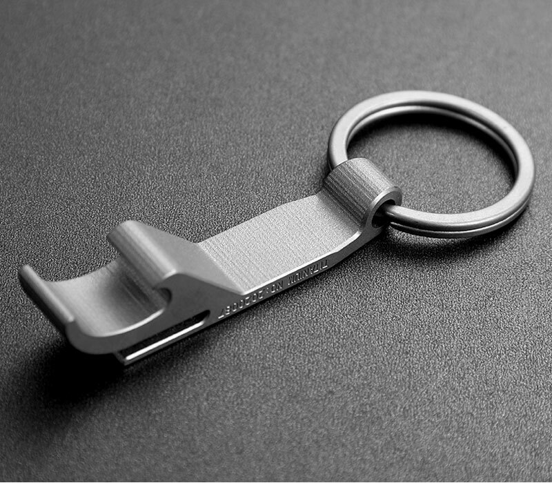 CNC EDC Titanium Alloy Bottle Opener Key Chain Pendant Tool with 32mm Key Ring