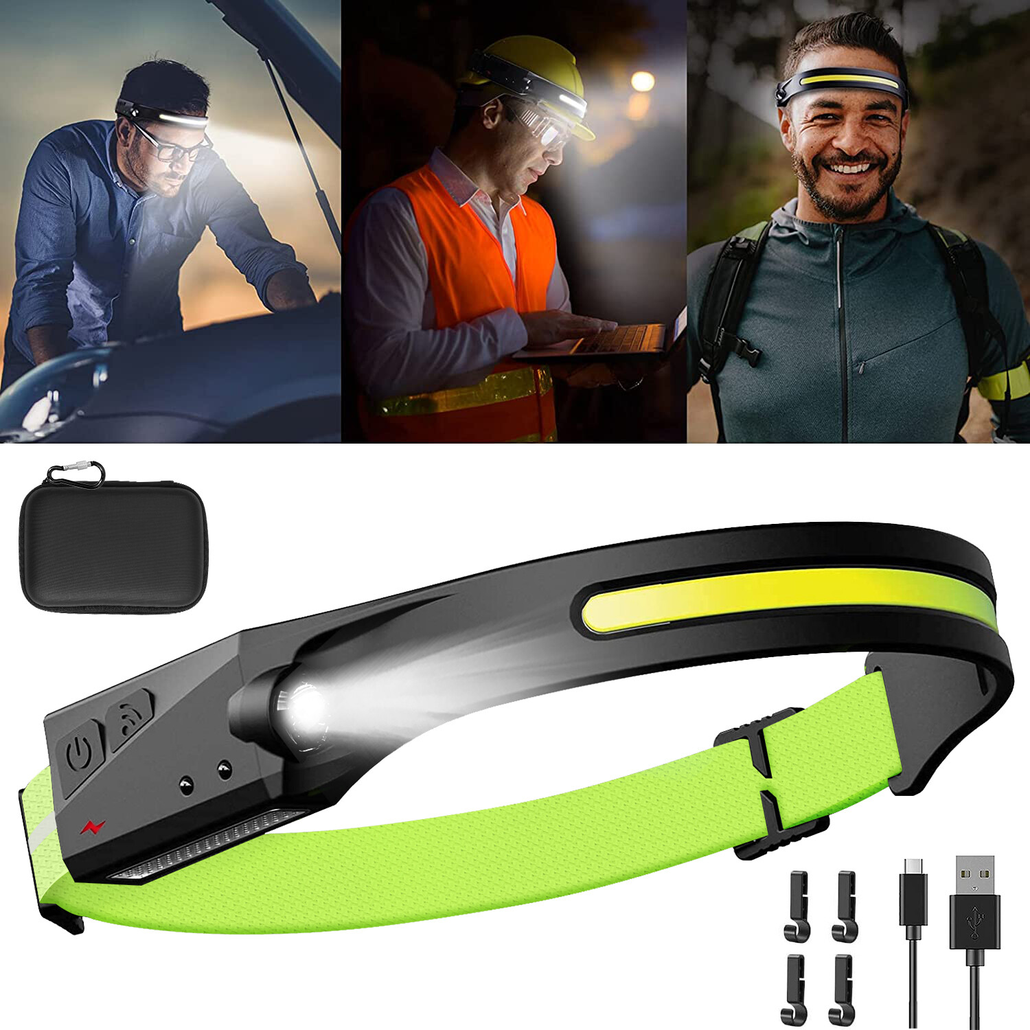 2022 LED Headlamp Head Torch USB Rechargeable Flashlight Work light Headlight US