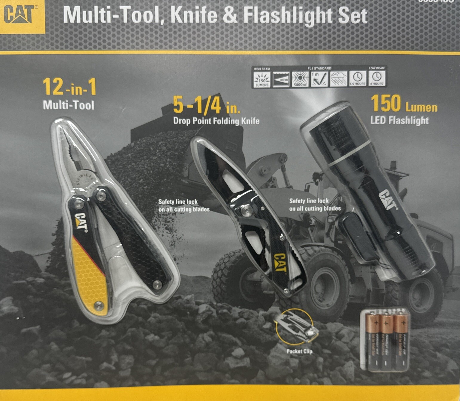 CAT, Multi-Tool, Knife & Flashlight Utility Compact Set | Camping Sports