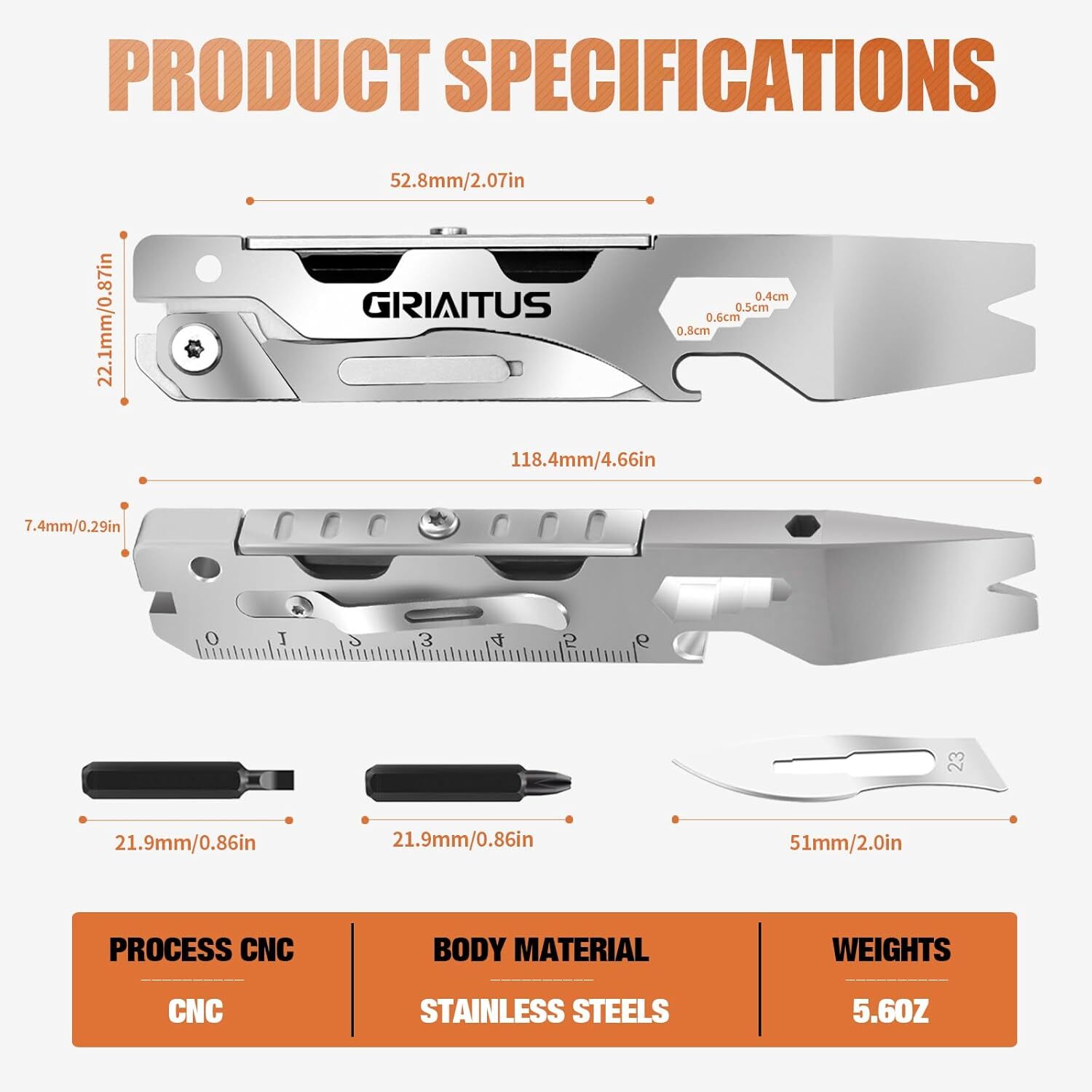 9 in 1Multitool Pry Tool with Small Pocket Knife EDC Pry Bar Opener Nail Puller