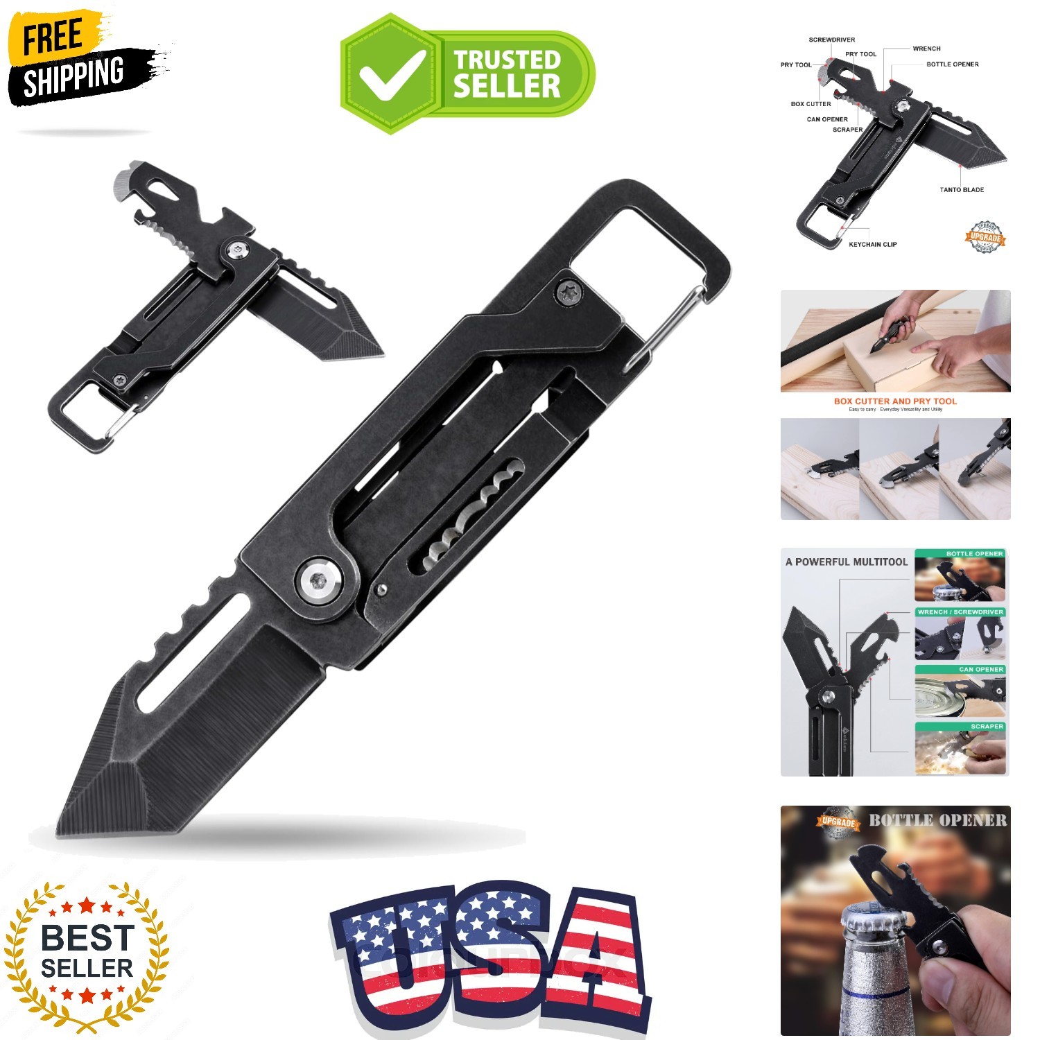 Elegant 8-in-1 Keychain Knife & Multitool – Perfect for EDC & Outdoor Adventure