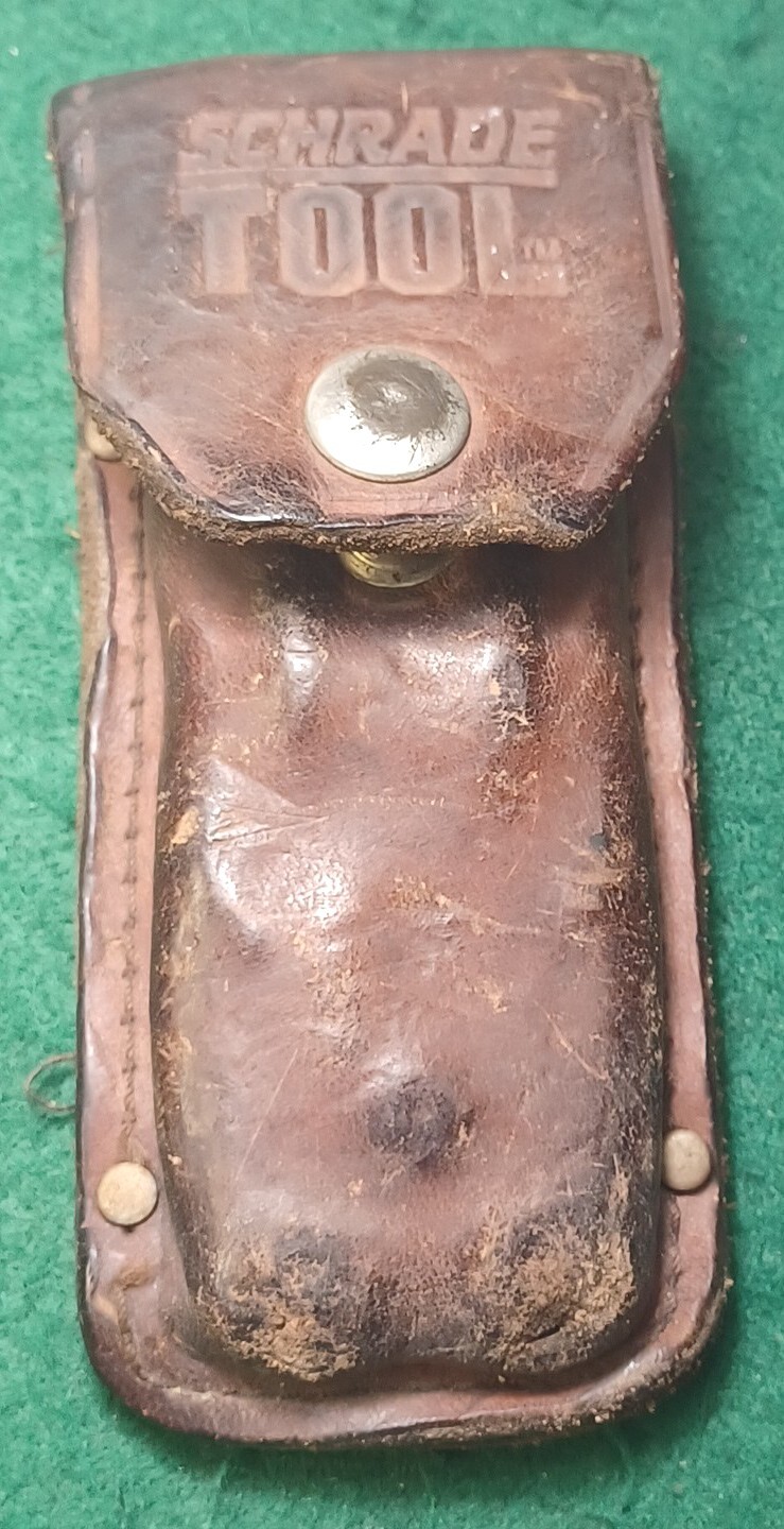 VINTAGE Schrade Tough Multi Tool W/ Original Brown Leather Sheath