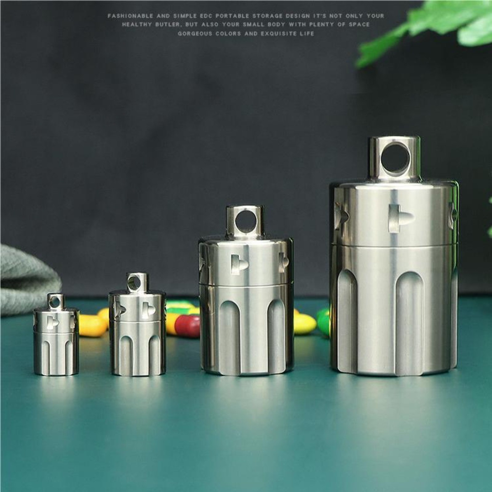 Titanium Waterproof Pill Case Holder Container Organizer EDC Keychain Pendant
