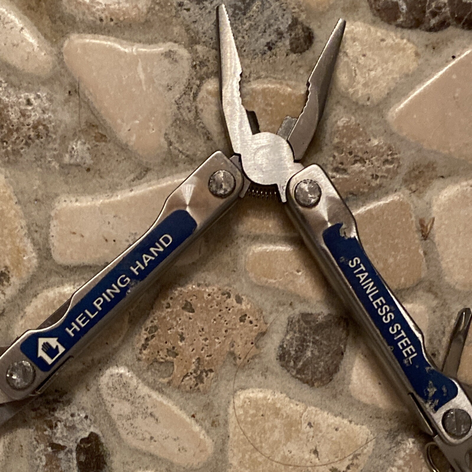 Helping Hand stainless steel blue mini Pocket Key Chain multi tool 10 Tools