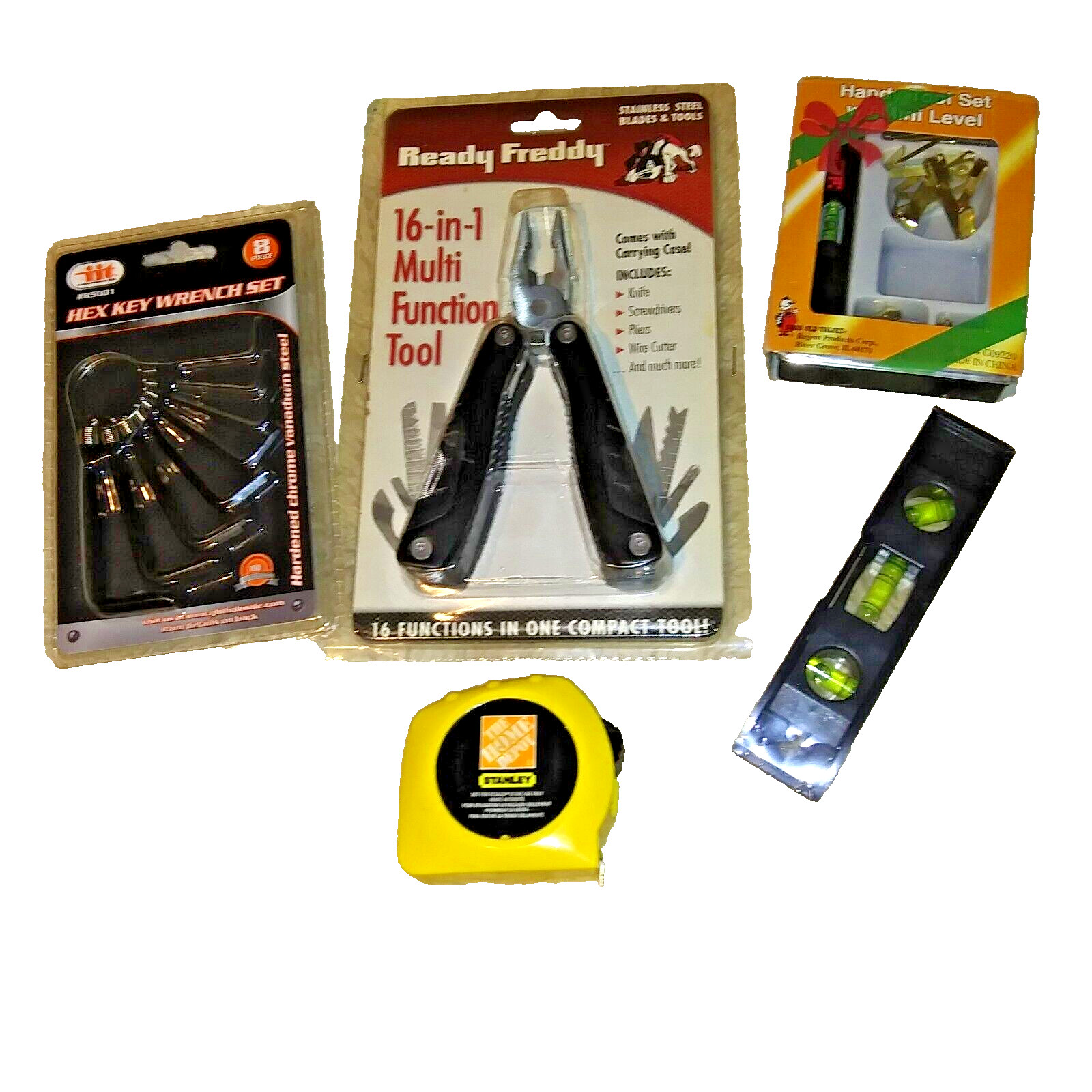 Ready Freddy 16-in-1,Hex Allen Keys, mini level set,Tape Measure,Magnetic Level