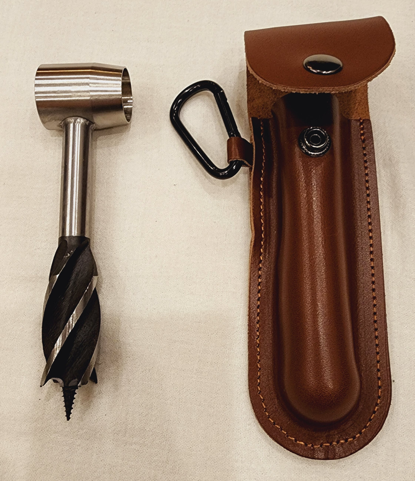 Outdoor EDC 2 pcs Tool Set Real Leather Holster + Manual Woodworking Drill