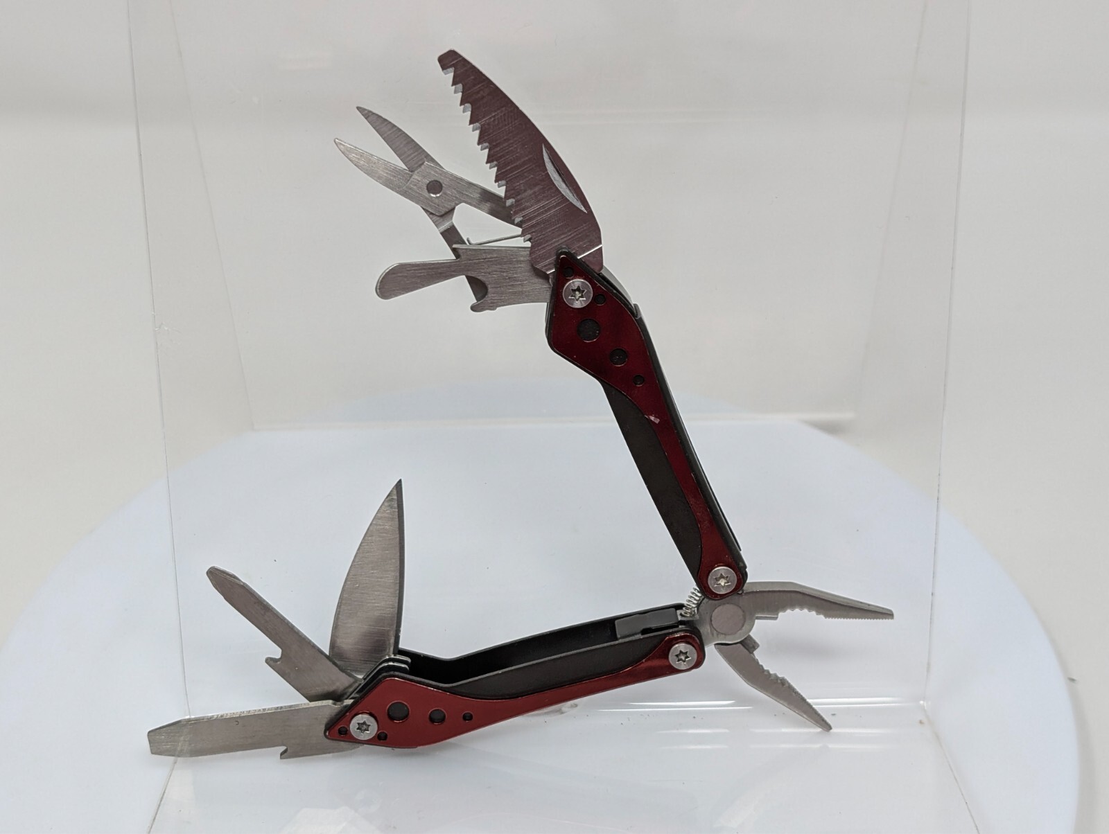 Cabela’s 7-in-1 Mini Multi Tool – Cherry Red, With Nylon Case EDC