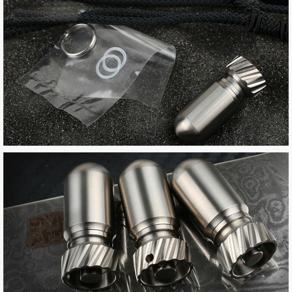 EDC Titanium Multi Tool Waterproof Portable Medicine Bottle Key Pendant Box Kit