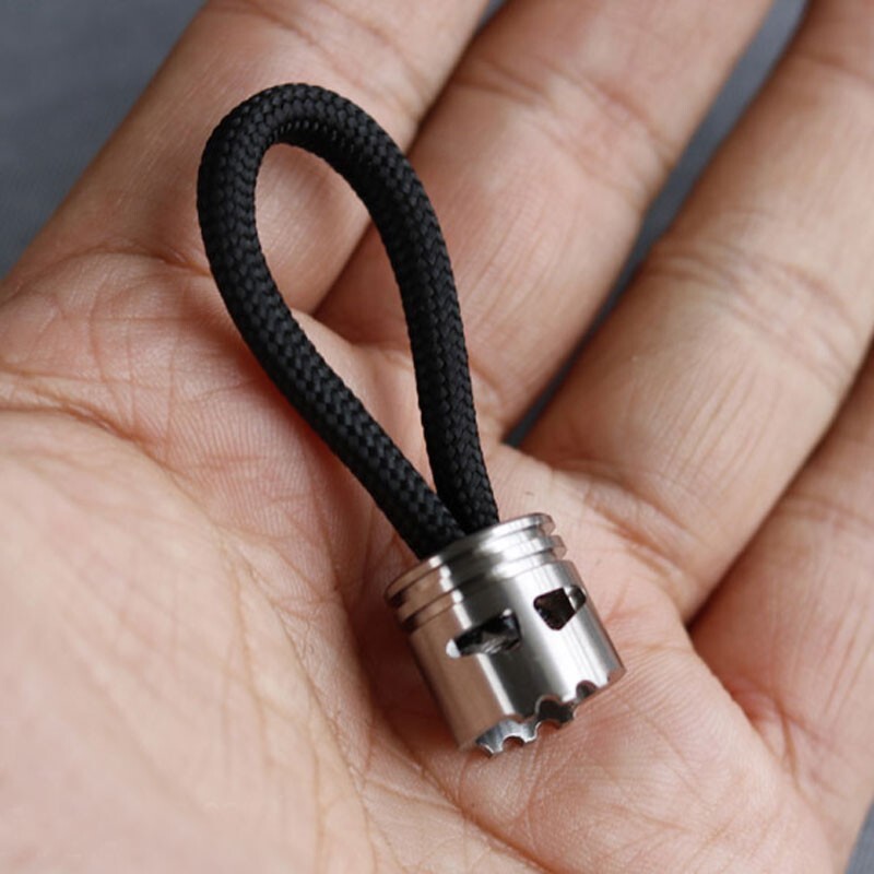 Titanium Piston Skull Knife Bead Key Parachute Cord DIY Pendant Lanyard EDC