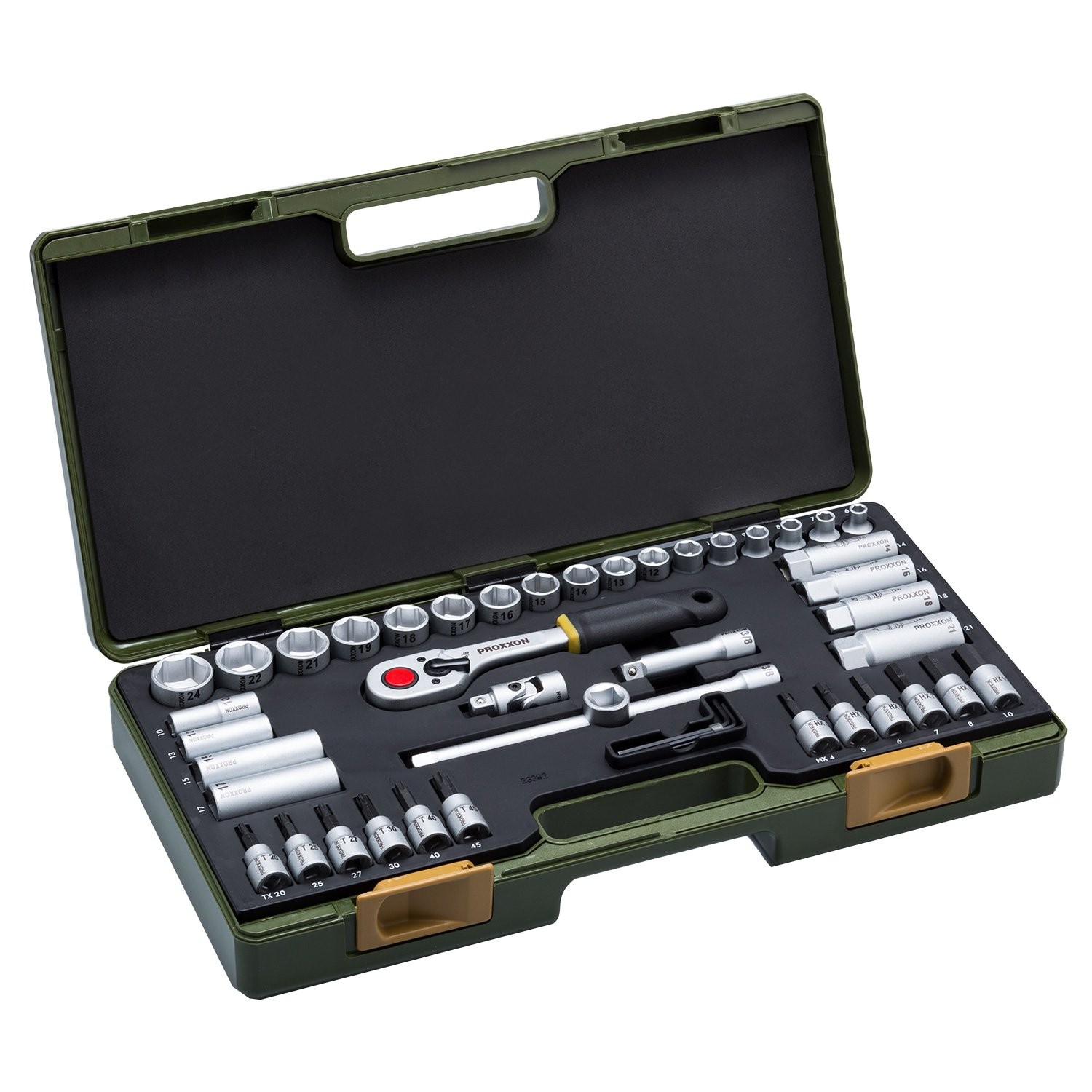 PROXXON Socket Wrench Set, 3/8-inch (9.5mm) Drive, Lightweight Garage Tool Set