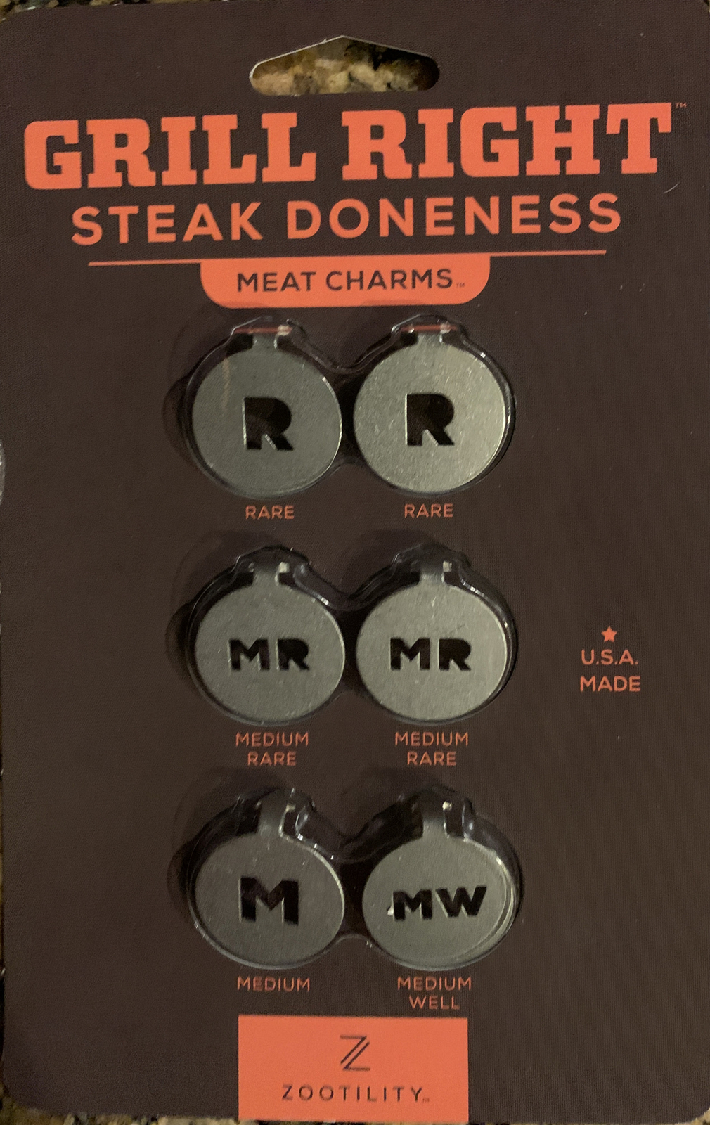 Zootility Meat charms- Grill Right Steak Doneness 6pcs